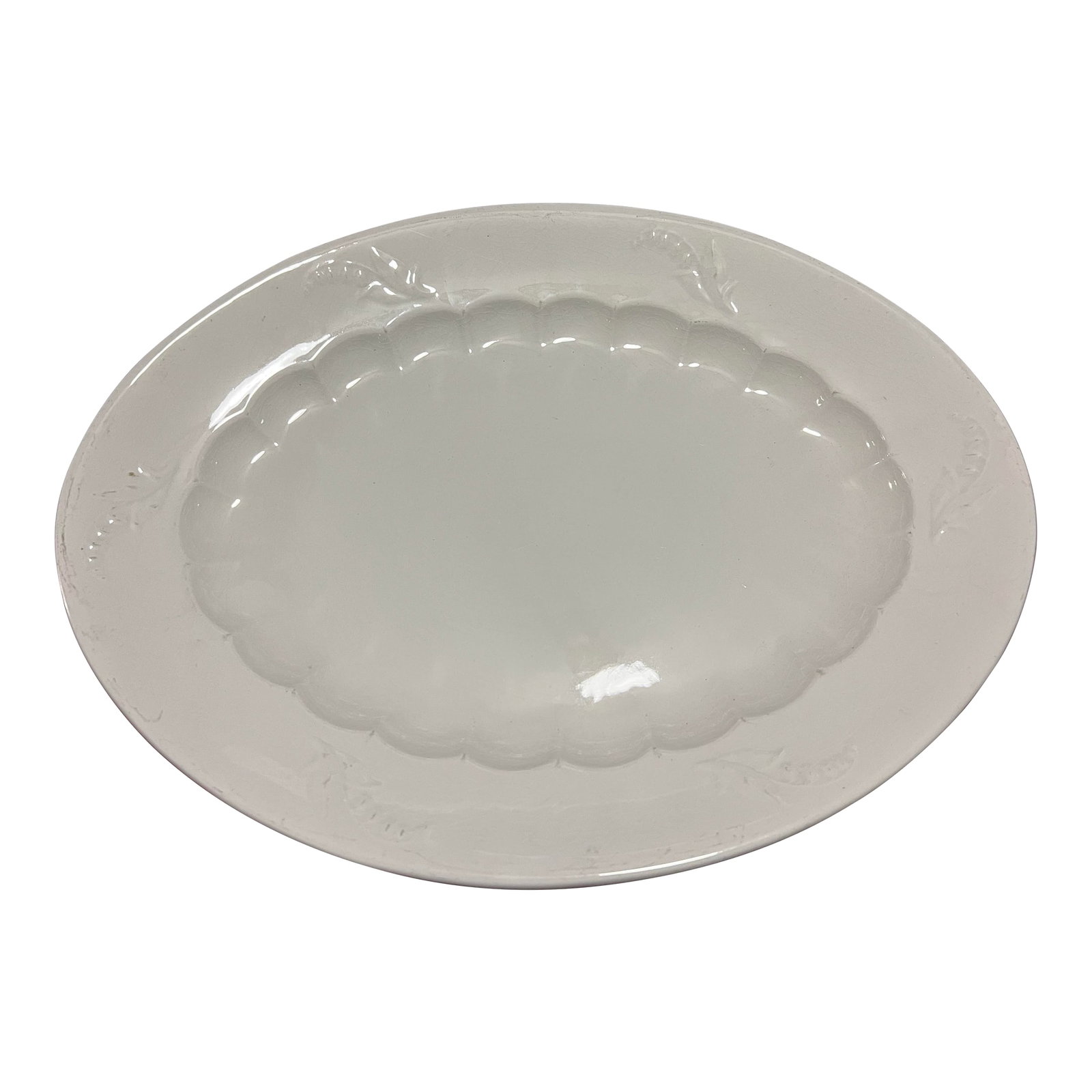 A Very Nice Large Sized Antique Staffordshire White Ironstone Oval Platter, 1850's: A Very Nice Large Sized Antique Staffordshire White Ironstone Oval Platter, 1850's Made by Jacob Furnival, at the "‹Elder Road Pottery Works, Cobridge, Stoke-on-Trent, Staffordshire Marked on