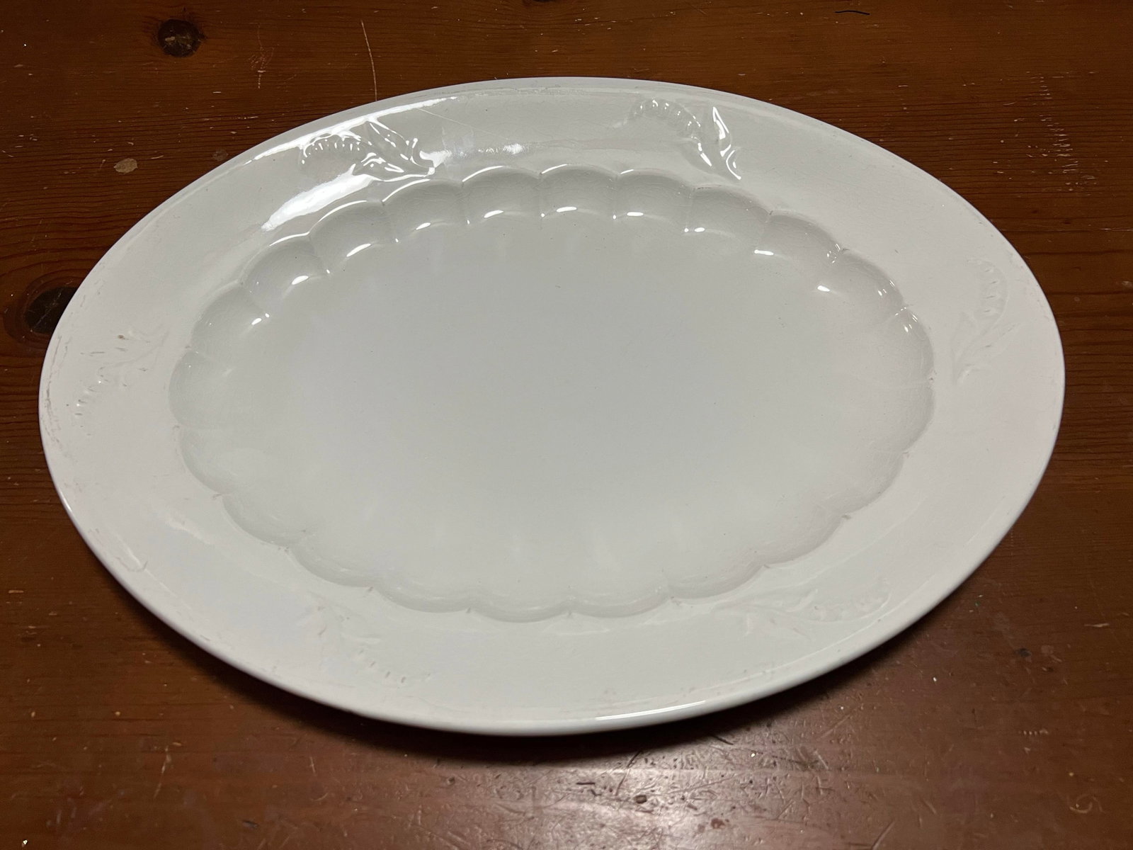 A Very Nice Large Sized Antique Staffordshire White Ironstone Oval Platter, 1850's - 2