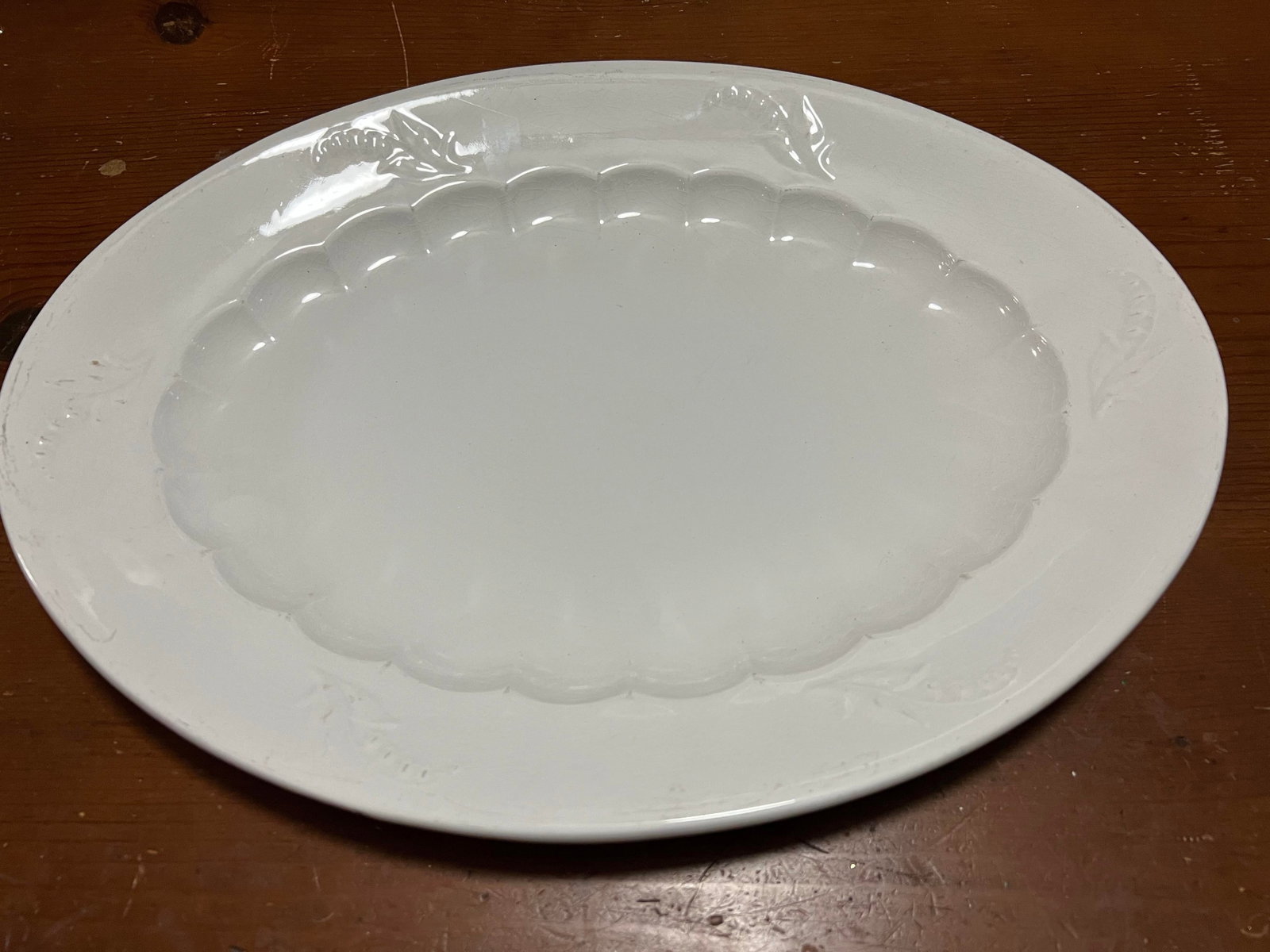 A Very Nice Large Sized Antique Staffordshire White Ironstone Oval Platter, 1850's - 6