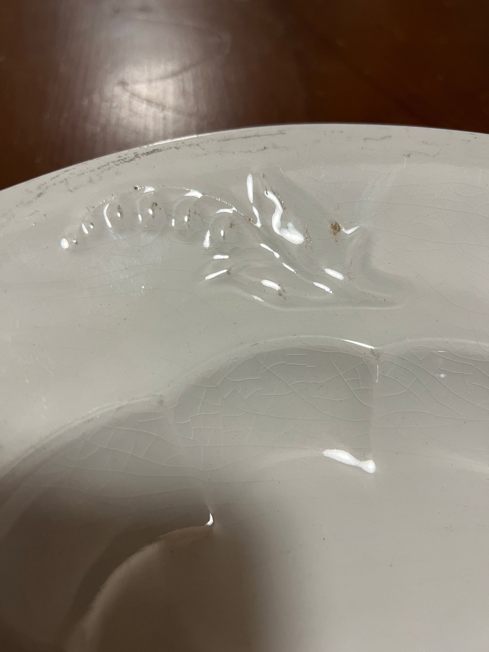 A Very Nice Large Sized Antique Staffordshire White Ironstone Oval Platter, 1850's - 8