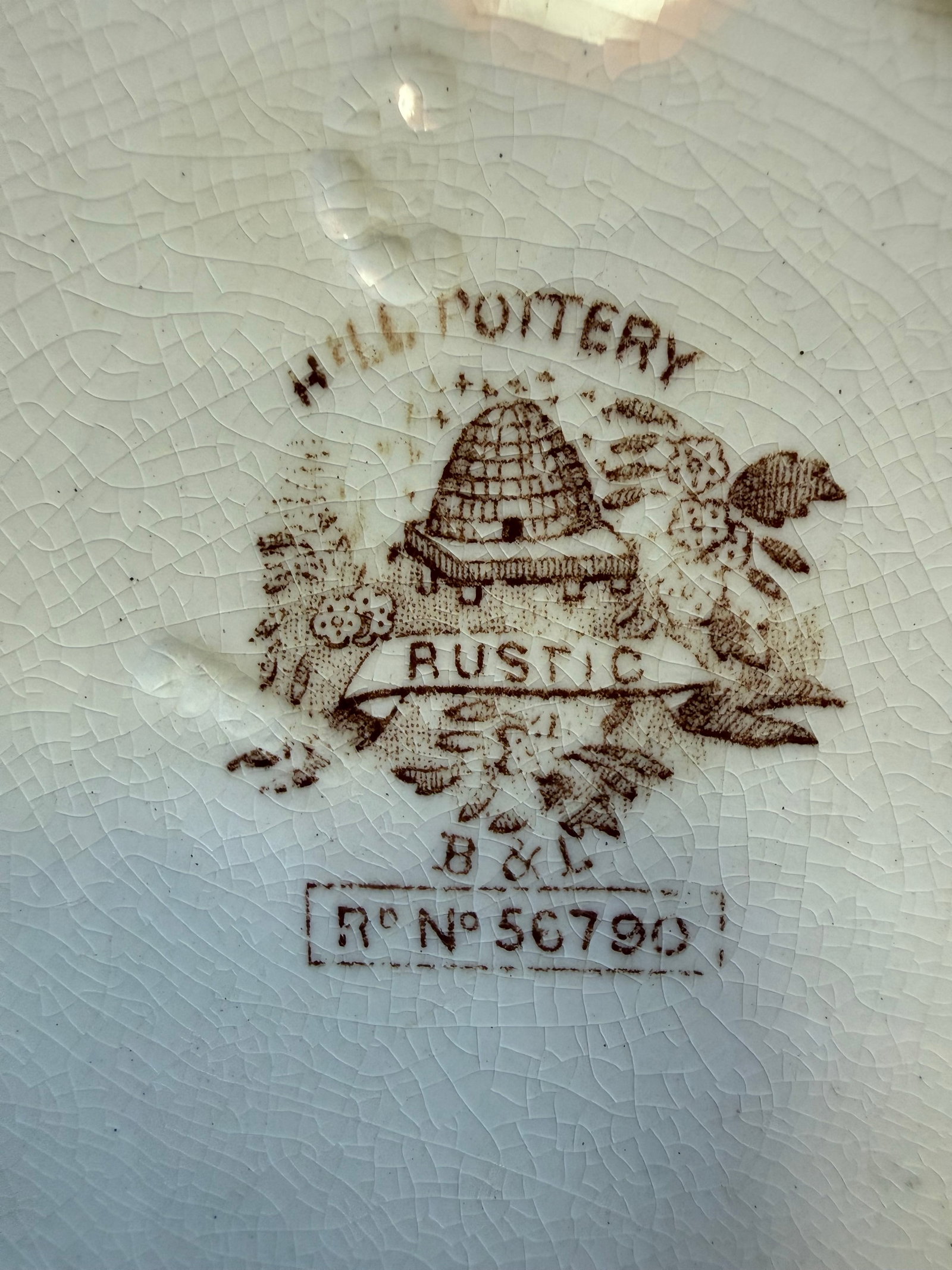 Antique Hill Pottery Rustic Brown Transferware Plate, Staffordshire c.1845–1860 - 4