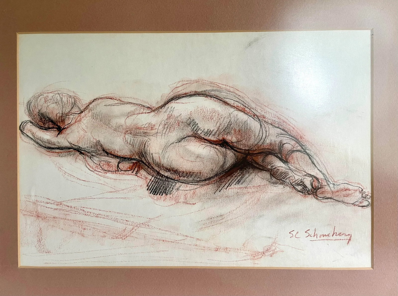 Sheldon C. Schoneberg Signed Original Nude Drawing - 4