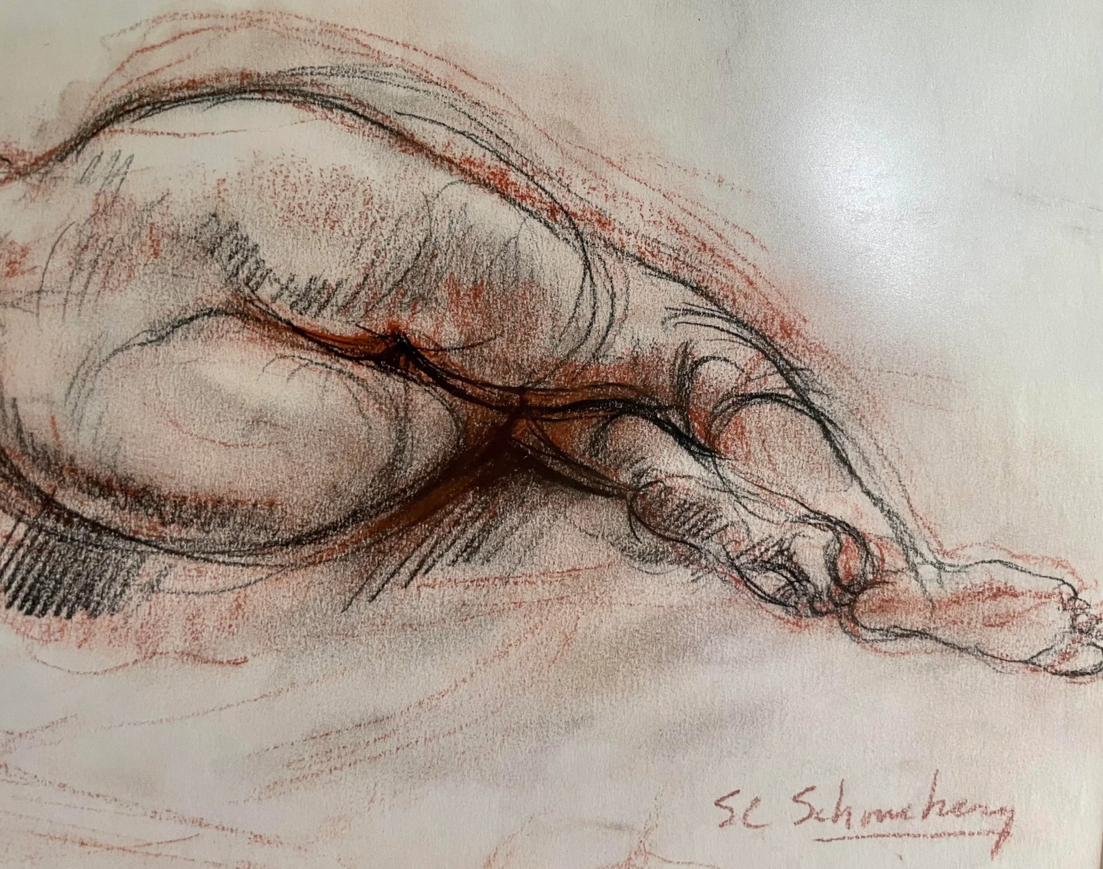 Sheldon C. Schoneberg Signed Original Nude Drawing - 6
