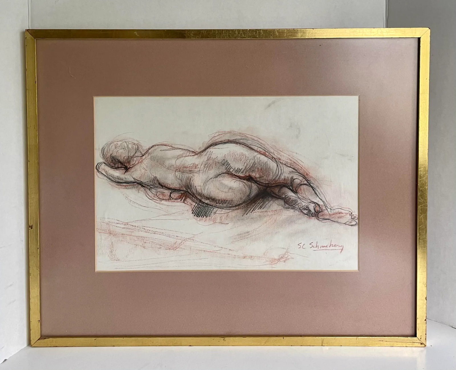 Sheldon C. Schoneberg Signed Original Nude Drawing - 9