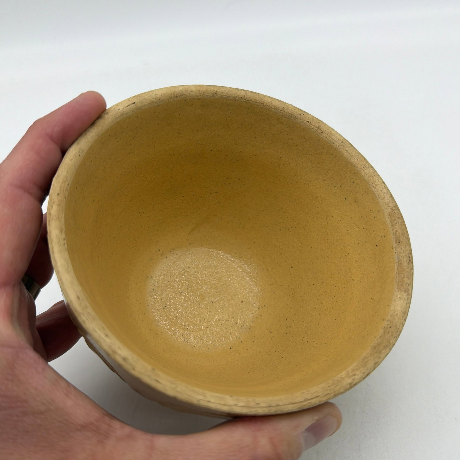 A Very Nice Small Sized Yellow Ware Mixing Bowl With a Brown Band Decoration, 1890's - 9