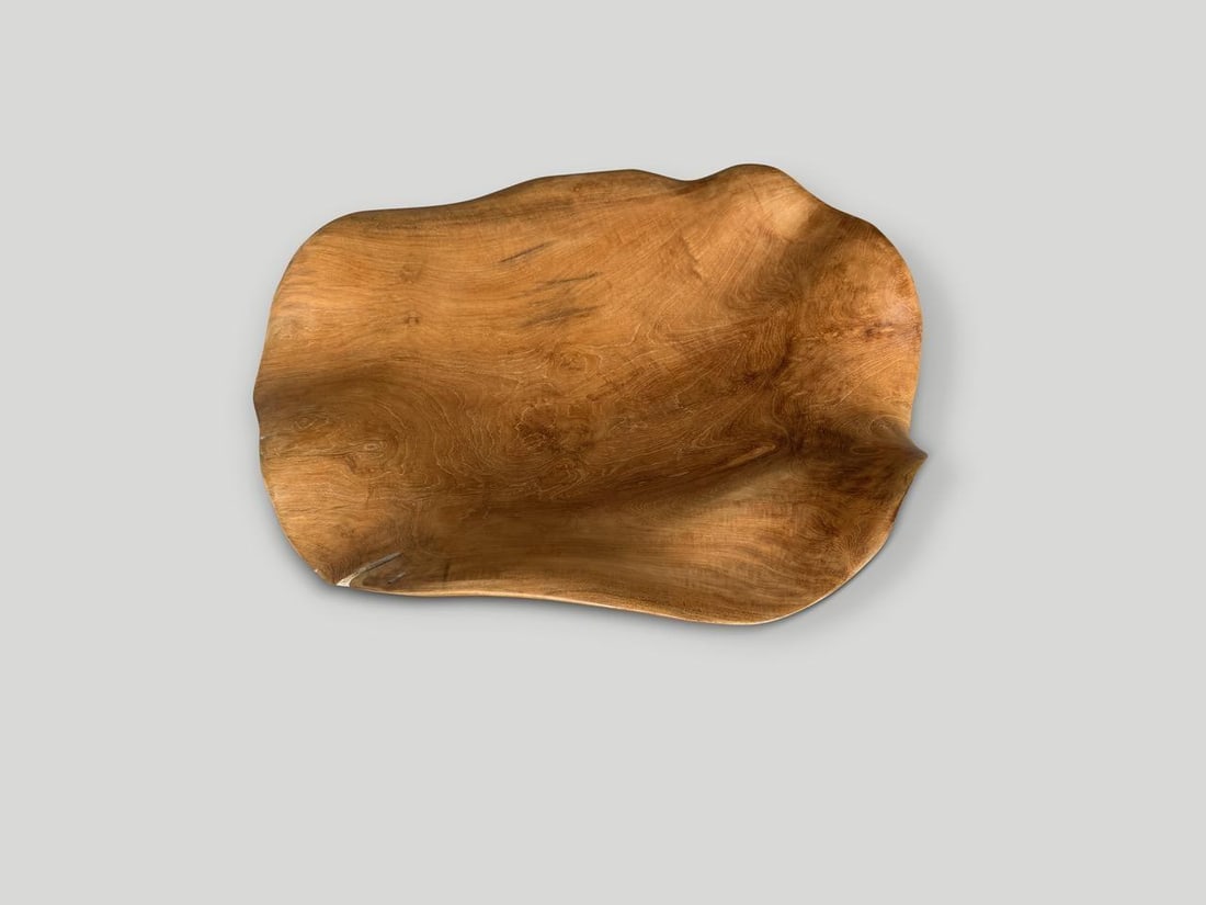 Andrianna Shamaris Impressive Sculptural Teak Wood Bowl Or Platter - 4