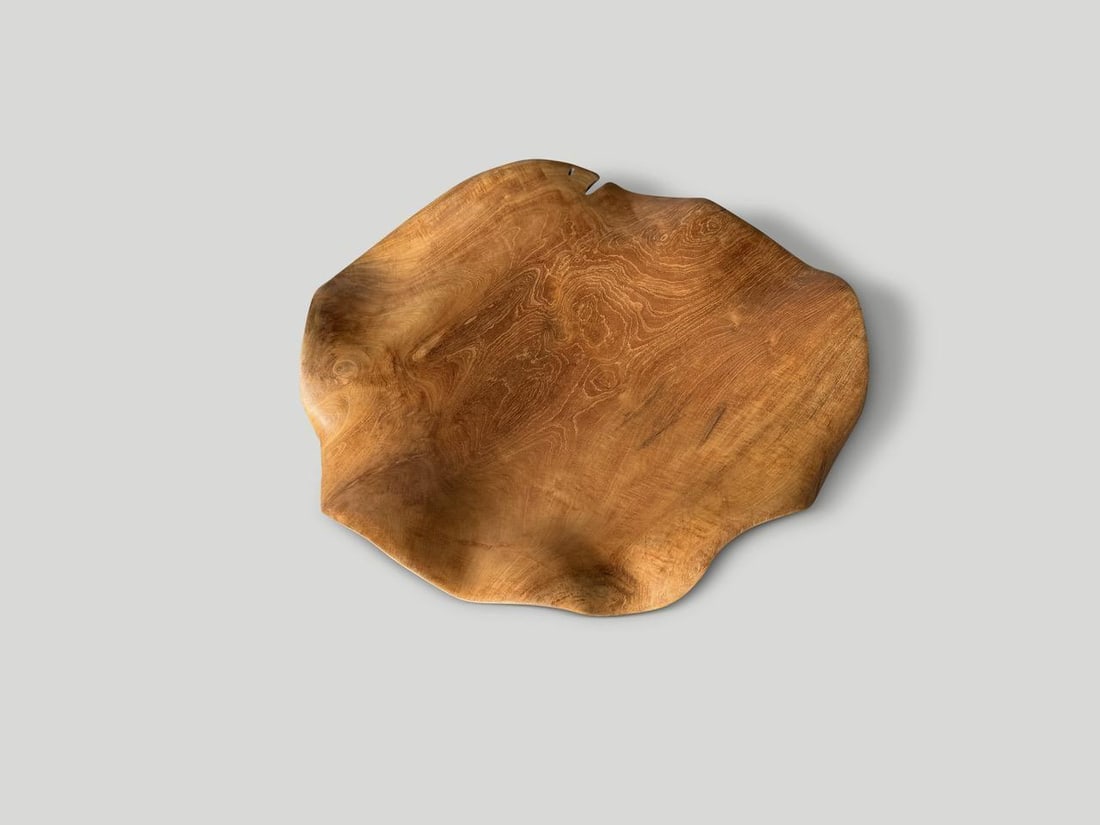 Andrianna Shamaris Impressive Sculptural Teak Wood Bowl Or Platter - 5