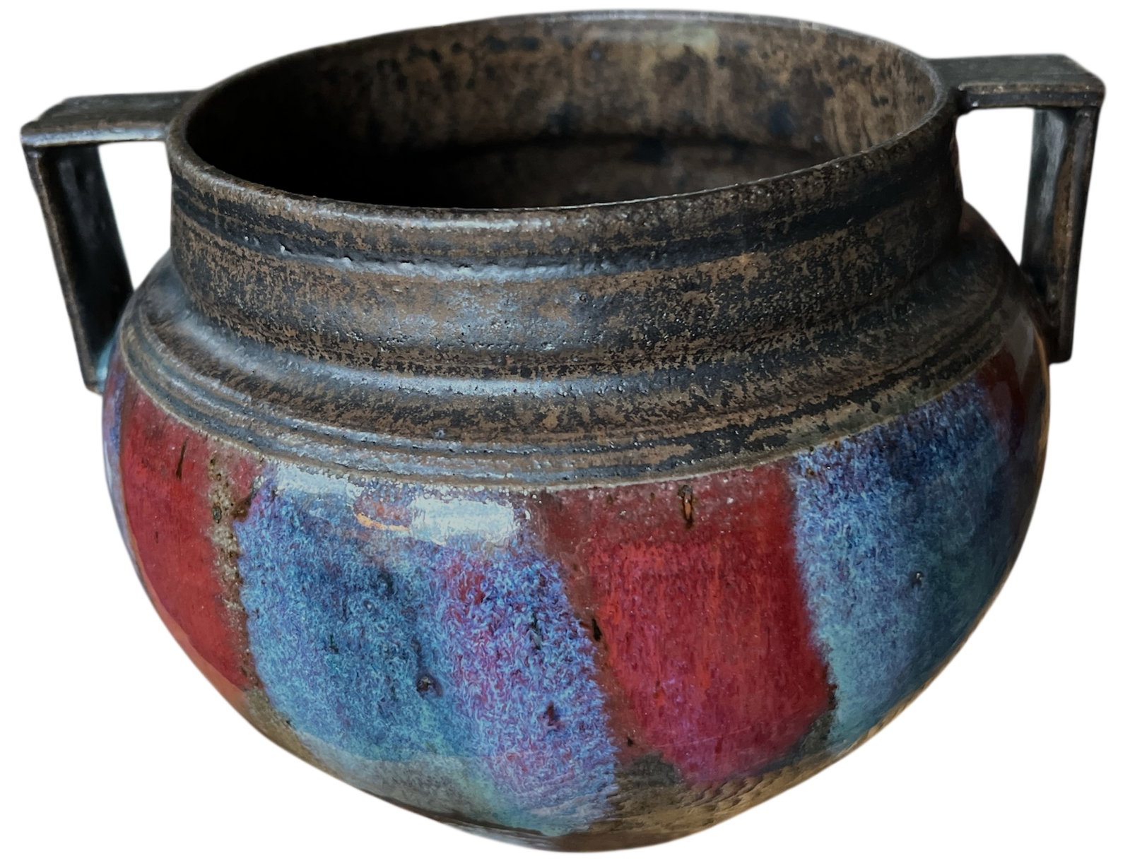 Hand-Thrown Brutalist Earthenware Vase With Dual Handles, Signed & Dated 2013 - 4