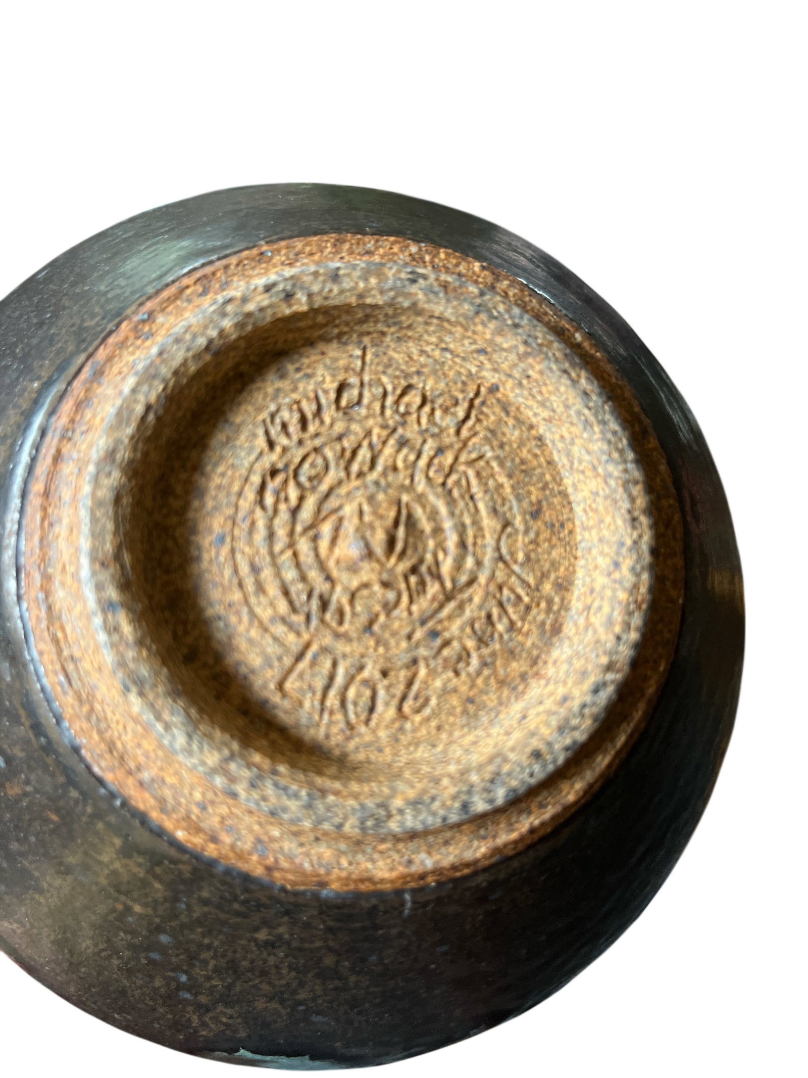 Hand-Thrown Brutalist Earthenware Vase With Dual Handles, Signed & Dated 2013 - 7