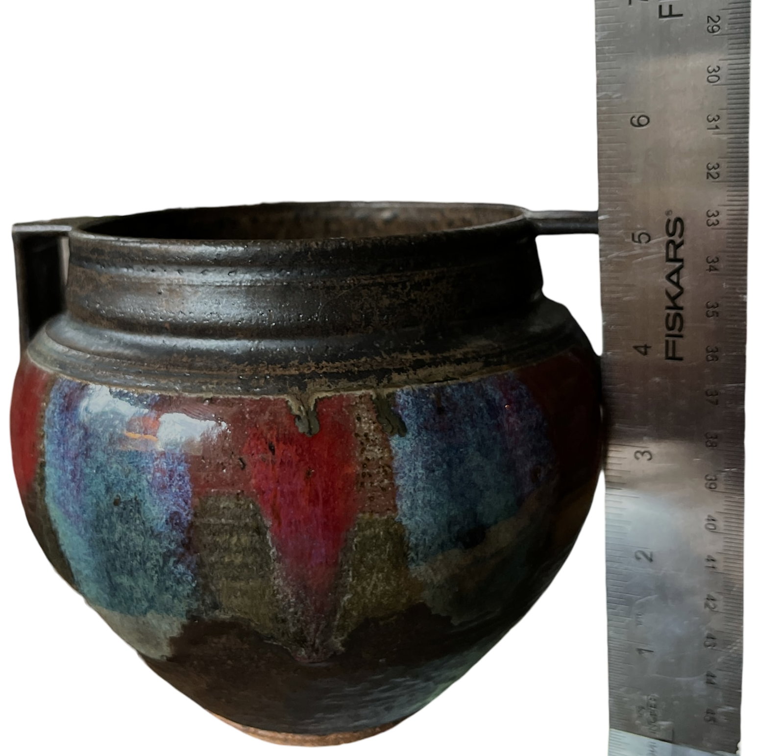 Hand-Thrown Brutalist Earthenware Vase With Dual Handles, Signed & Dated 2013 - 8