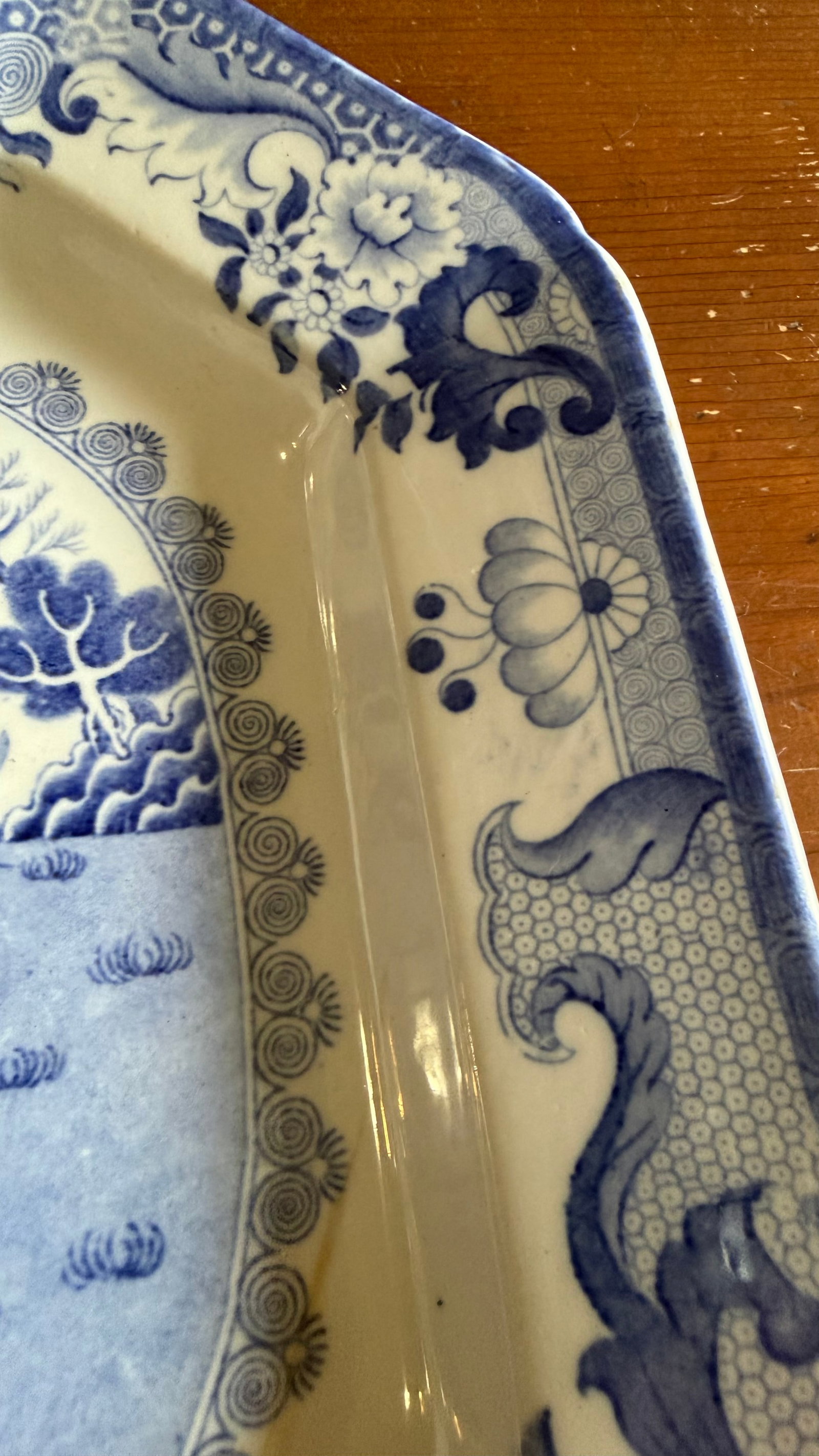 A Large Mason's Ironstone China Blue Transfer Decorated Platter "Turner Willow" Pattern, Circa 1830' - 10