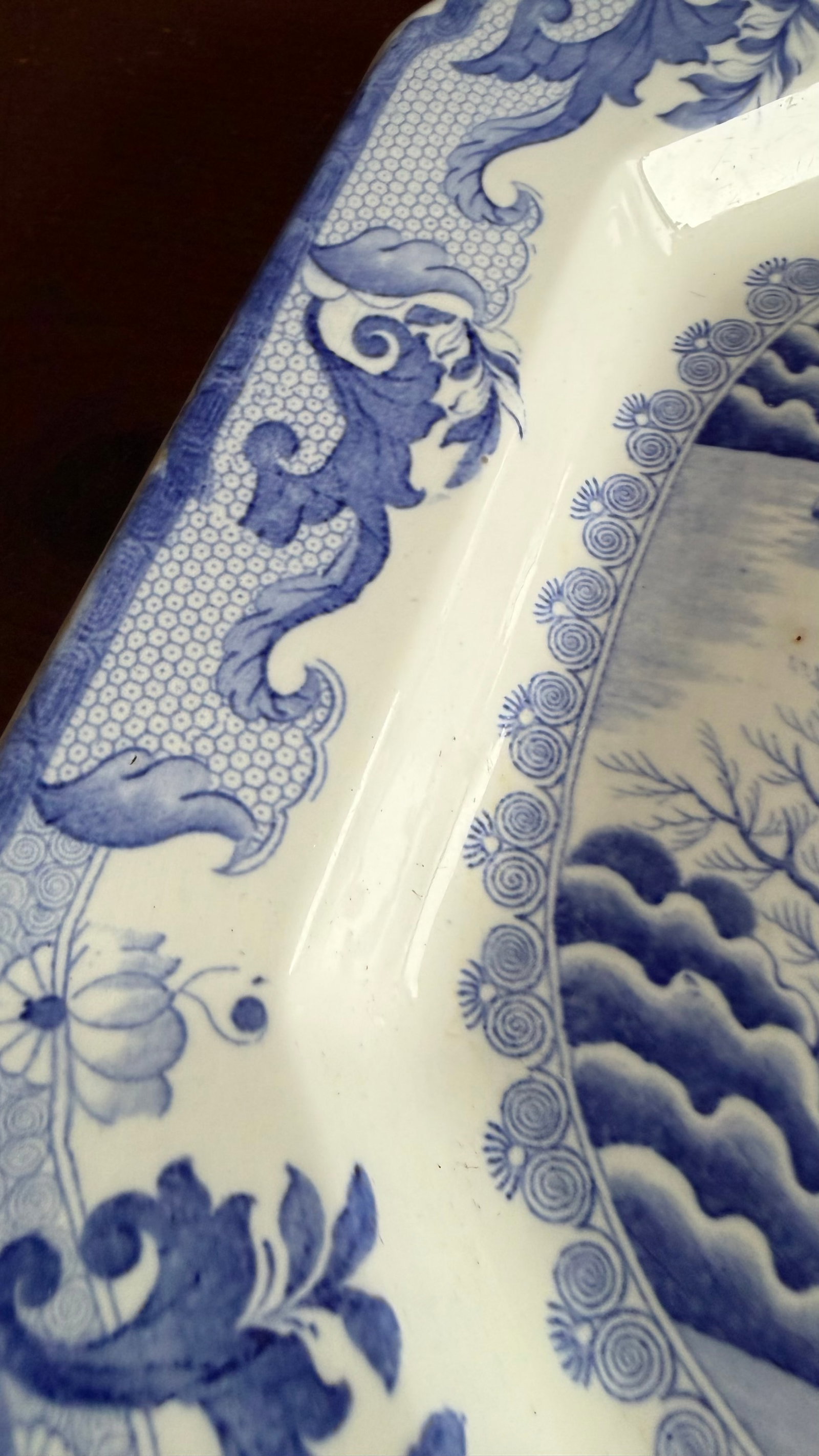 A Large Mason's Ironstone China Blue Transfer Decorated Platter "Turner Willow" Pattern, Circa 1830' - 11