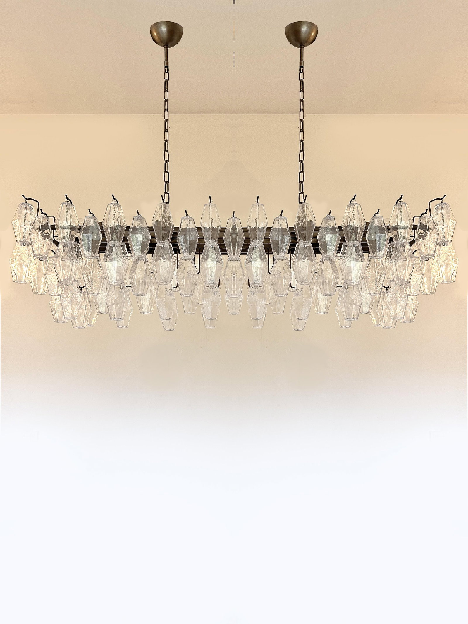 Contemporary Rectangular "Poliedro" Murano Glass Brunish Chandelier by Simoeng - 10