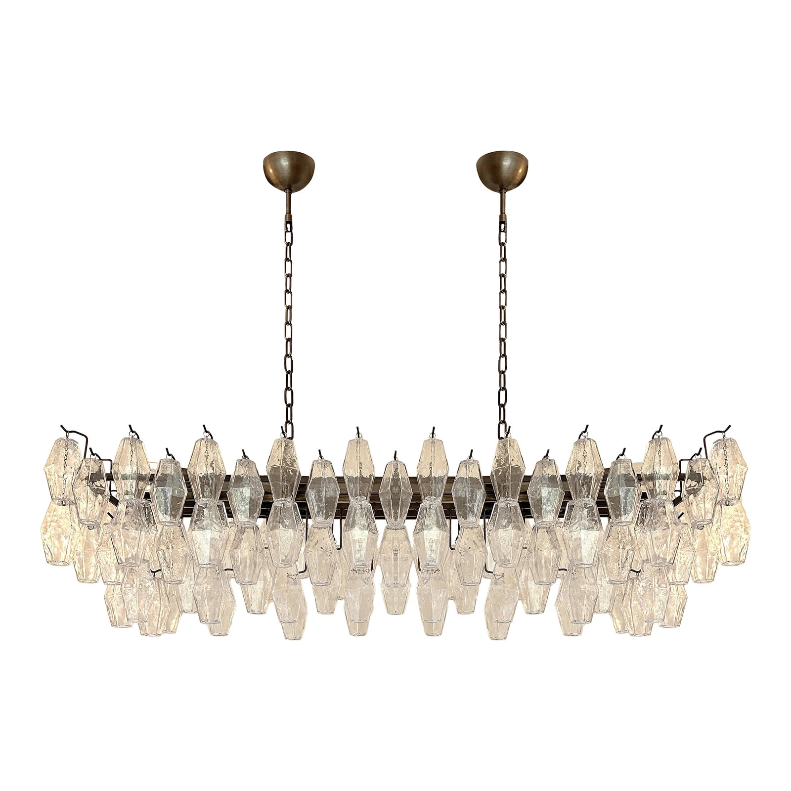Contemporary Rectangular "Poliedro" Murano Glass Brunish Chandelier by Simoeng (1 of 10)