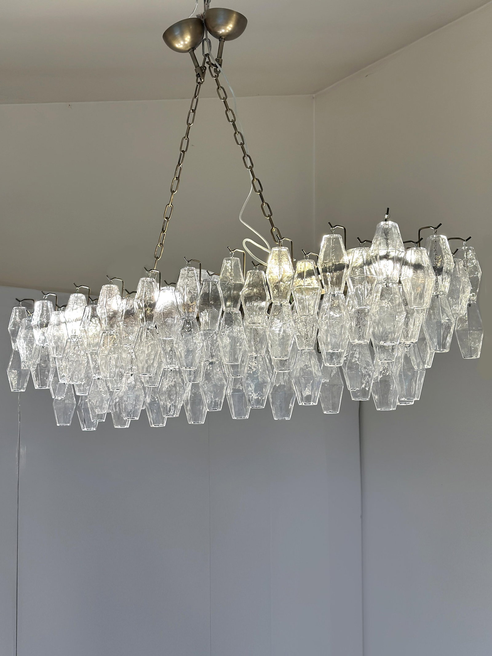 Contemporary Rectangular "Poliedro" Murano Glass Brunish Chandelier by Simoeng - 4