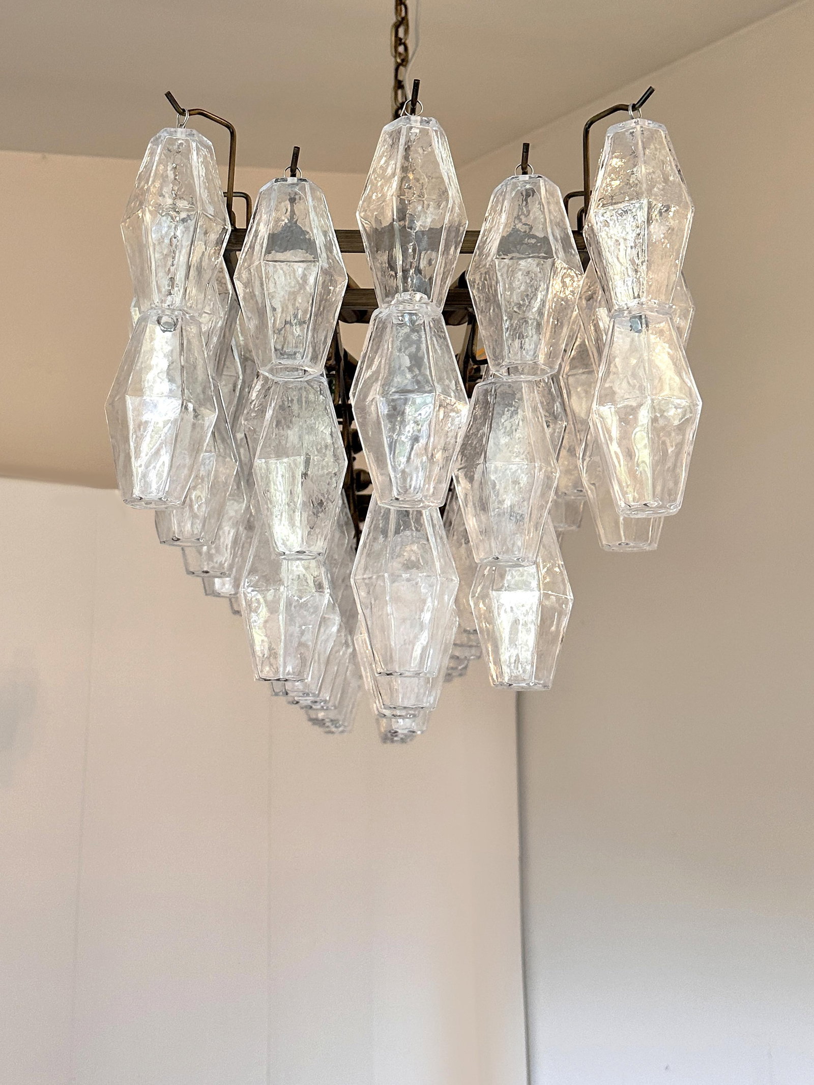 Contemporary Rectangular "Poliedro" Murano Glass Brunish Chandelier by Simoeng - 5