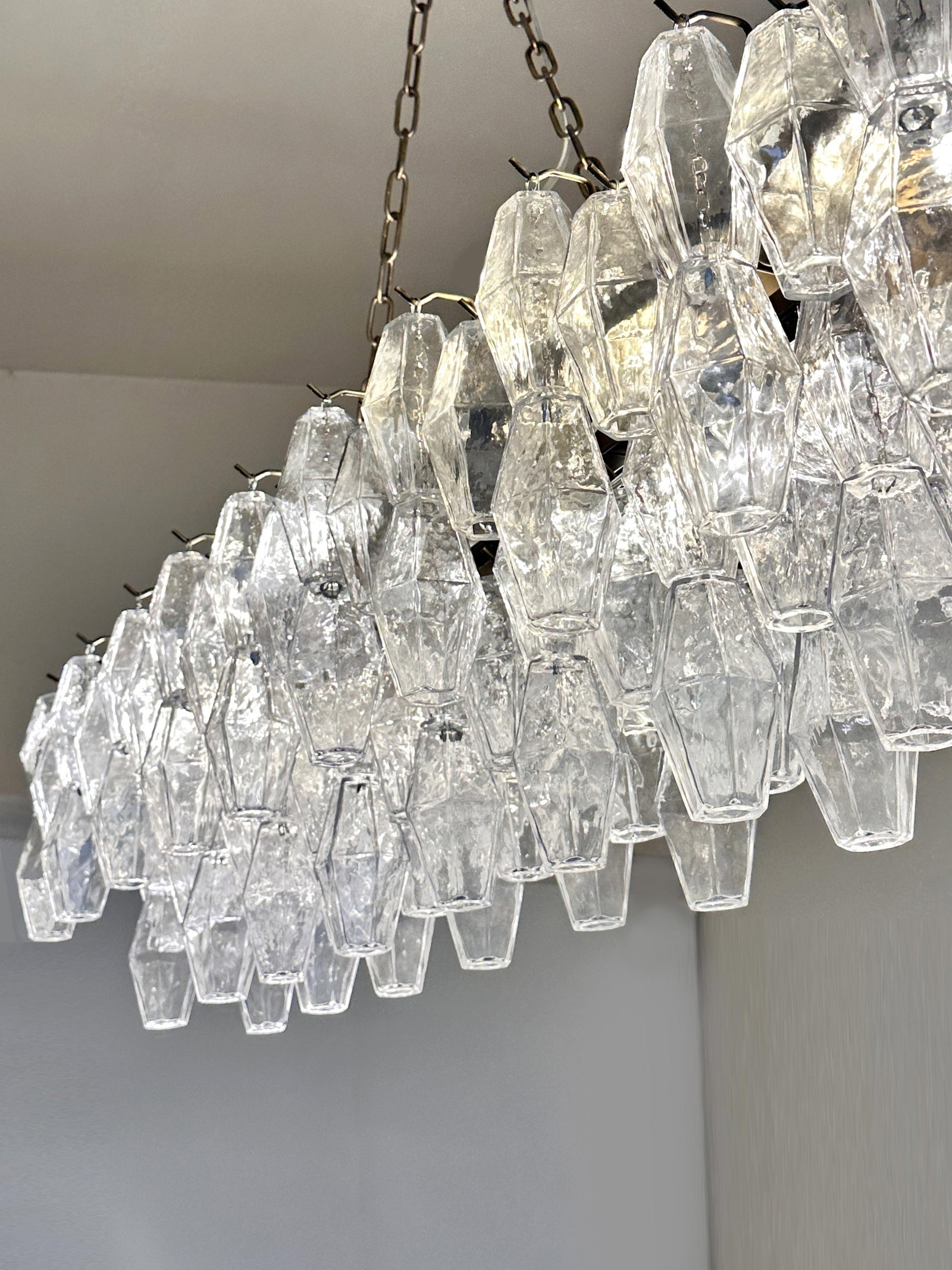 Contemporary Rectangular "Poliedro" Murano Glass Brunish Chandelier by Simoeng - 6