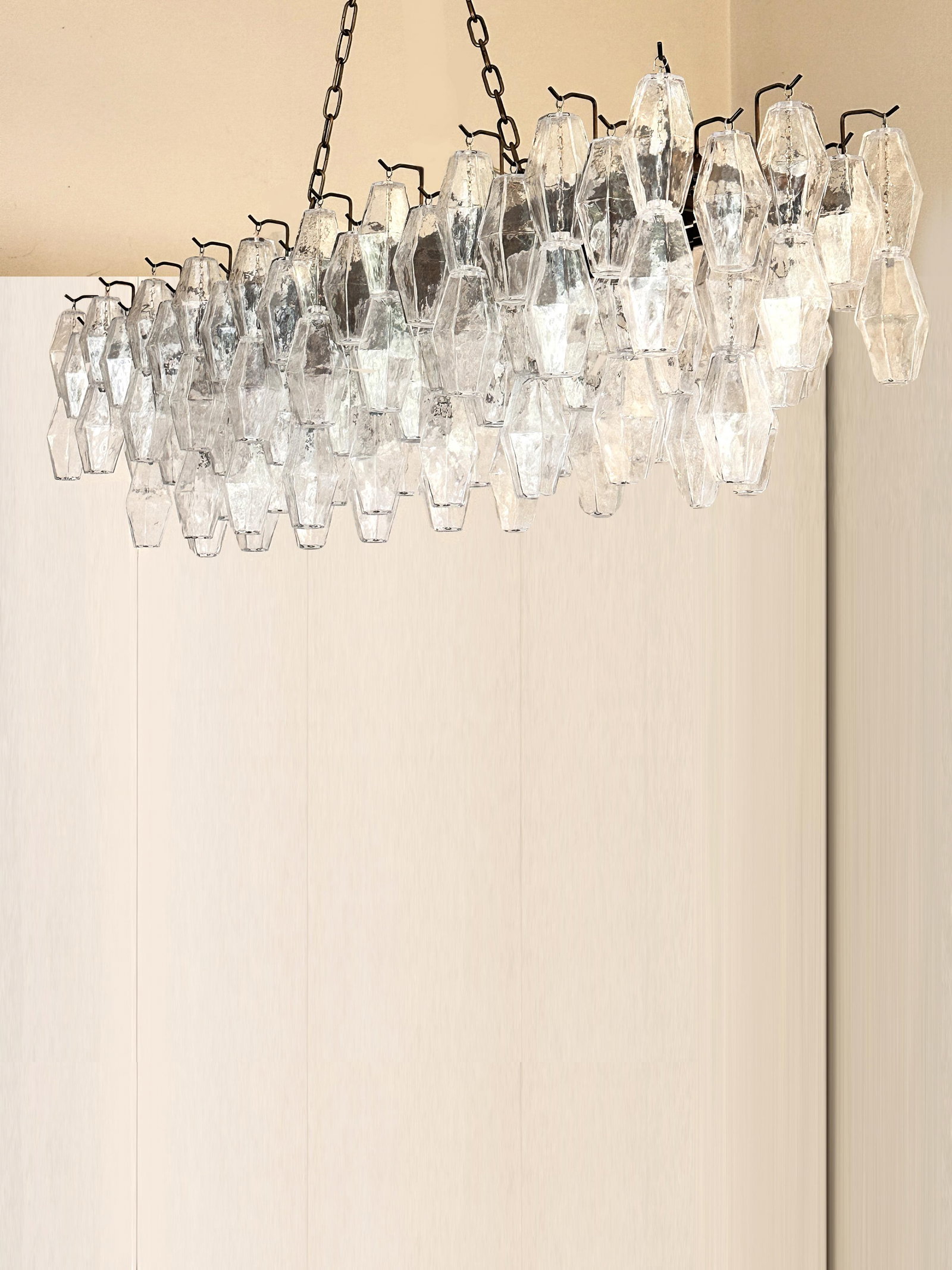 Contemporary Rectangular "Poliedro" Murano Glass Brunish Chandelier by Simoeng - 9
