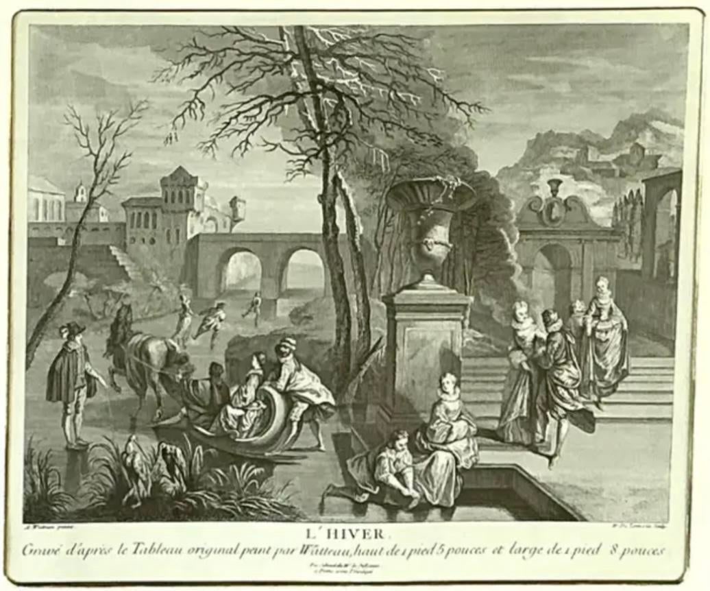 L' Hiver (Winter) Engraving Print, After Antoine Watteau - 2