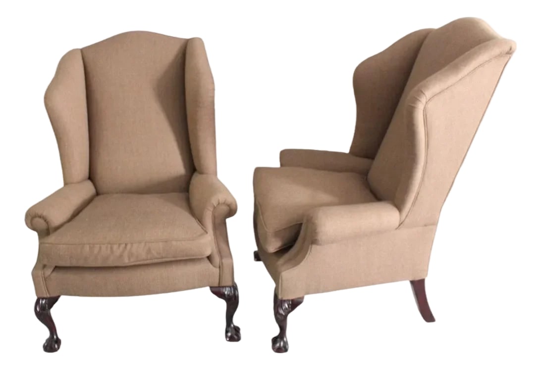 George Smith LTD Tan Wingback Chairs - Set of 2