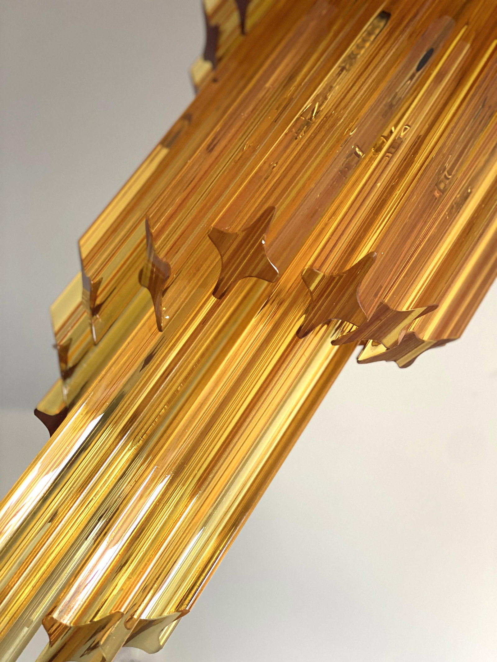Contemporary Amber "Quadriedro" Murano Glass Twister Chandelier in Venini Style - 3