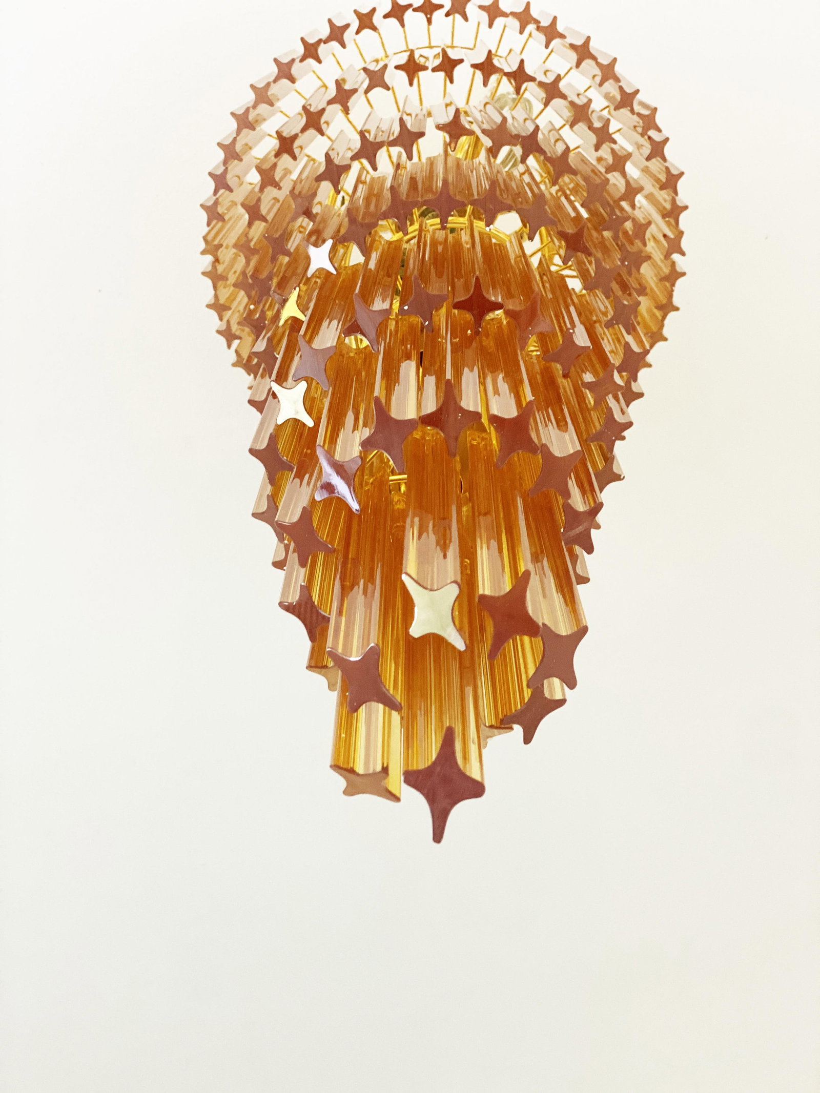 Contemporary Amber "Quadriedro" Murano Glass Twister Chandelier in Venini Style - 4