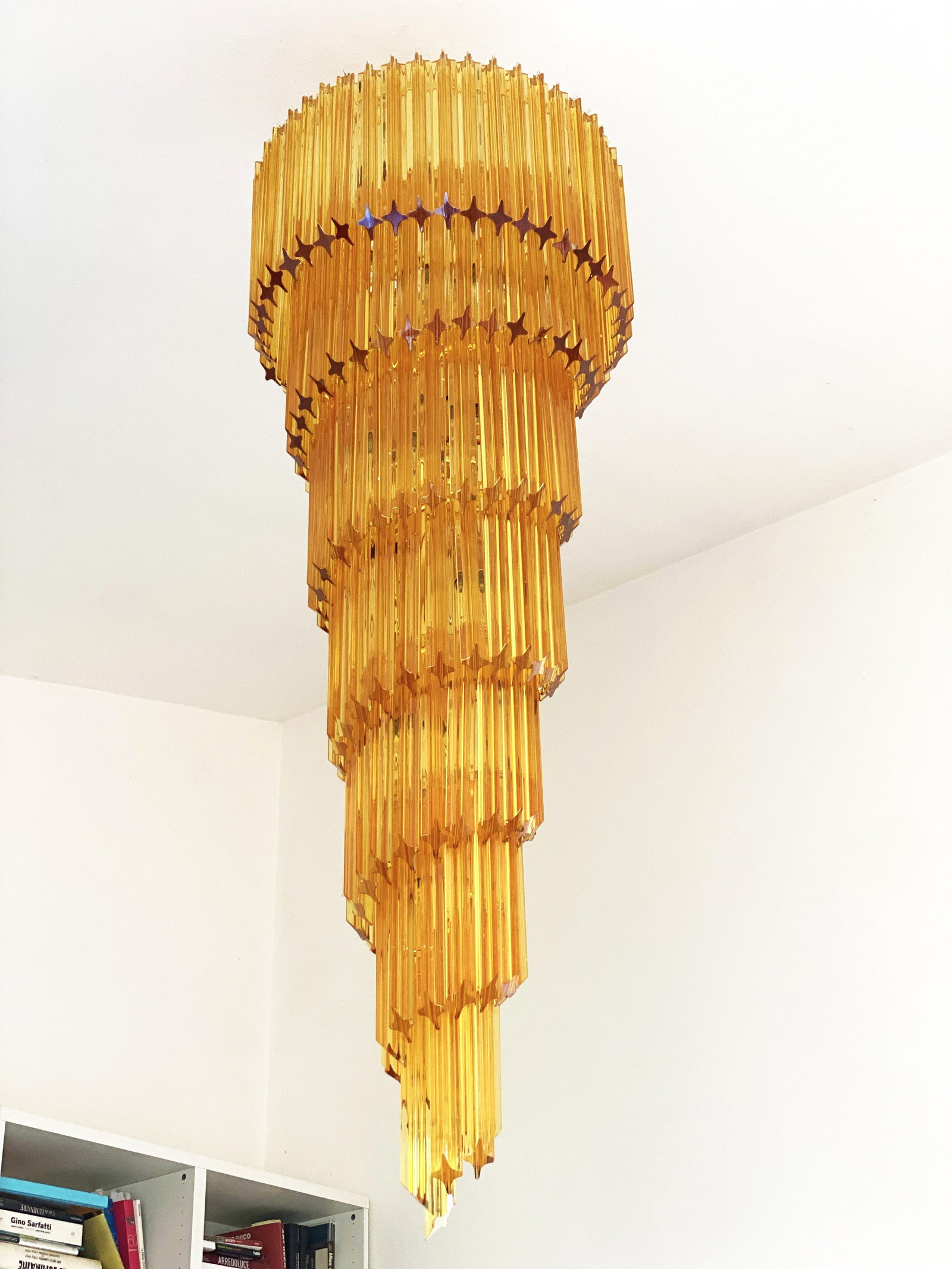 Contemporary Amber "Quadriedro" Murano Glass Twister Chandelier in Venini Style - 8