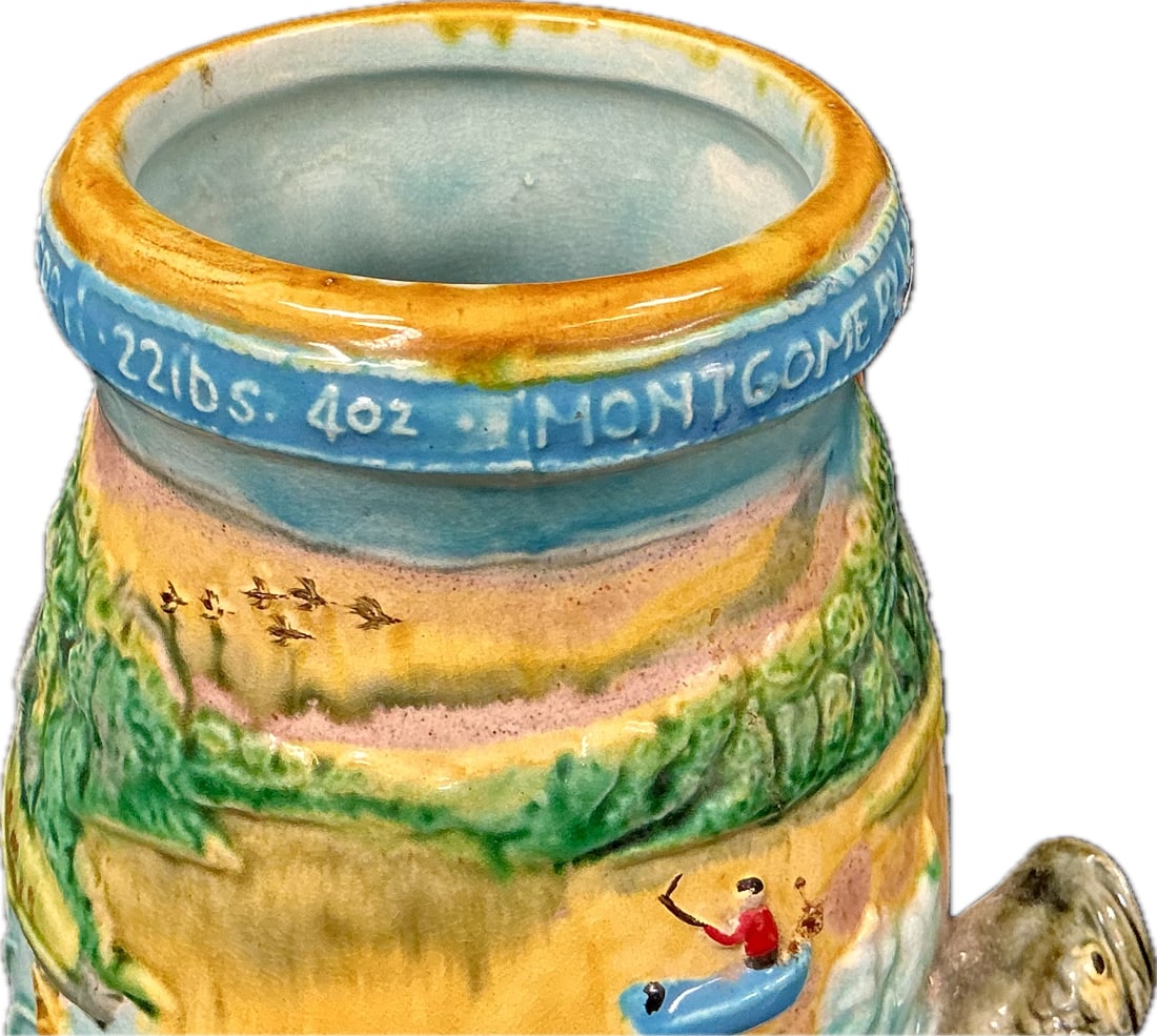 Vintage Majolica Ceramic Fisherman's Tankard - 5