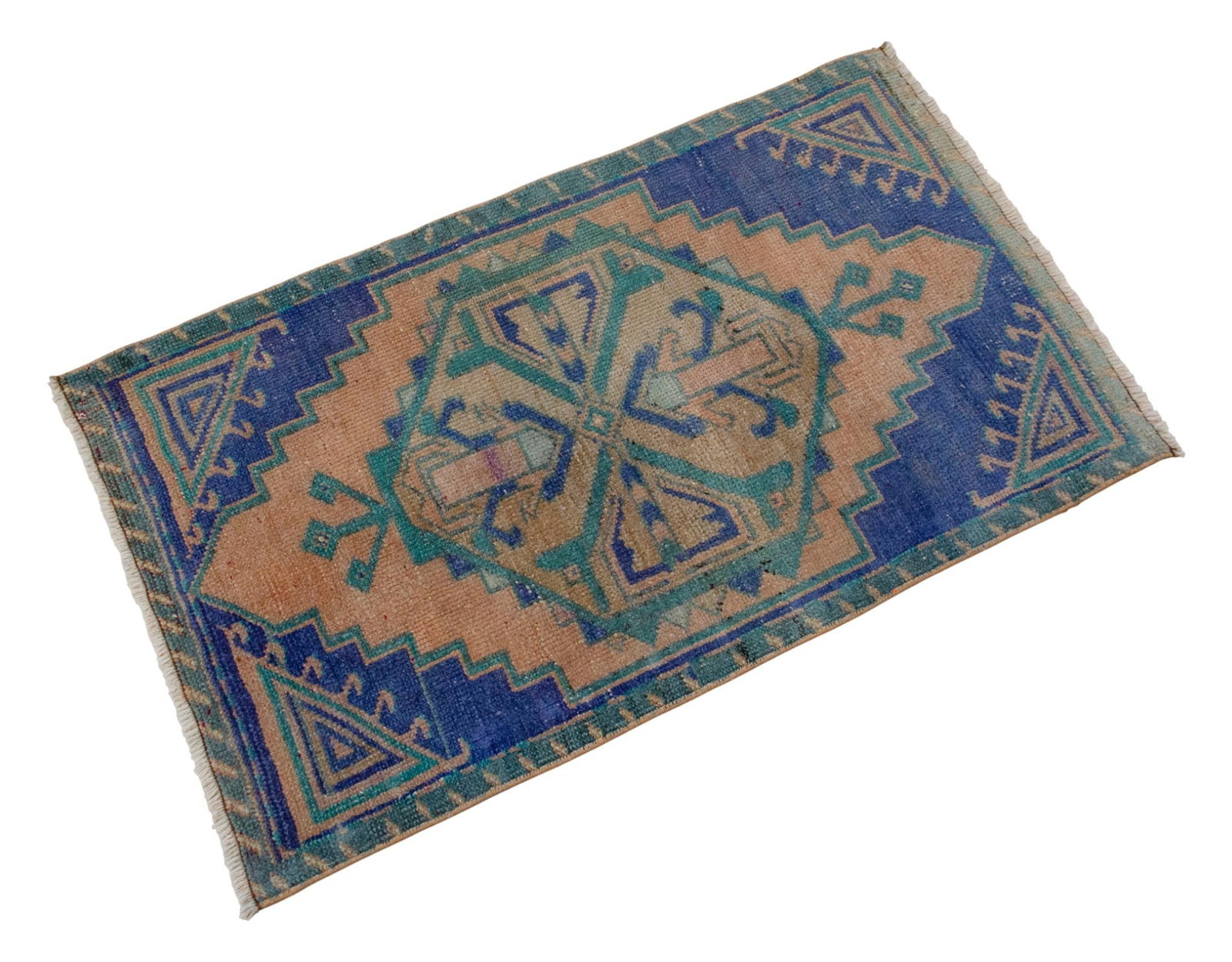 1970s Hand Knotted Small Oushak Rug Mini Rug Mat - 1'9" X 2'11" - 4