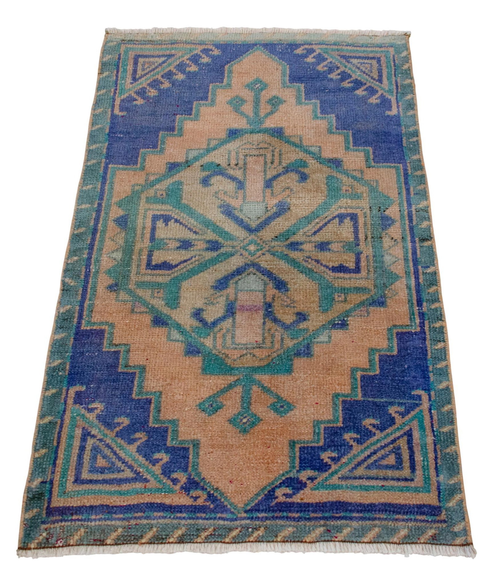 1970s Hand Knotted Small Oushak Rug Mini Rug Mat - 1'9" X 2'11" - 5