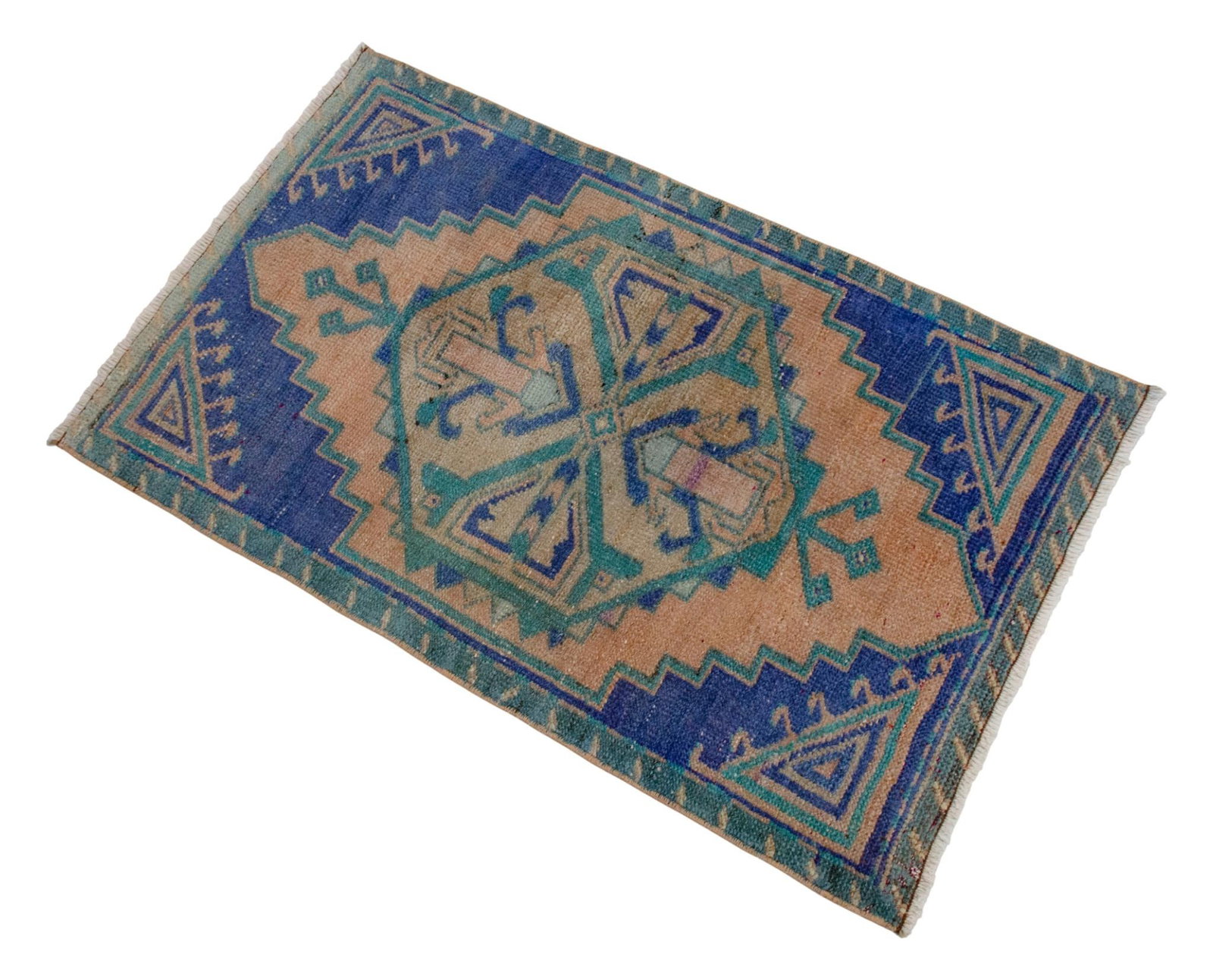 1970s Hand Knotted Small Oushak Rug Mini Rug Mat - 1'9" X 2'11" - 6