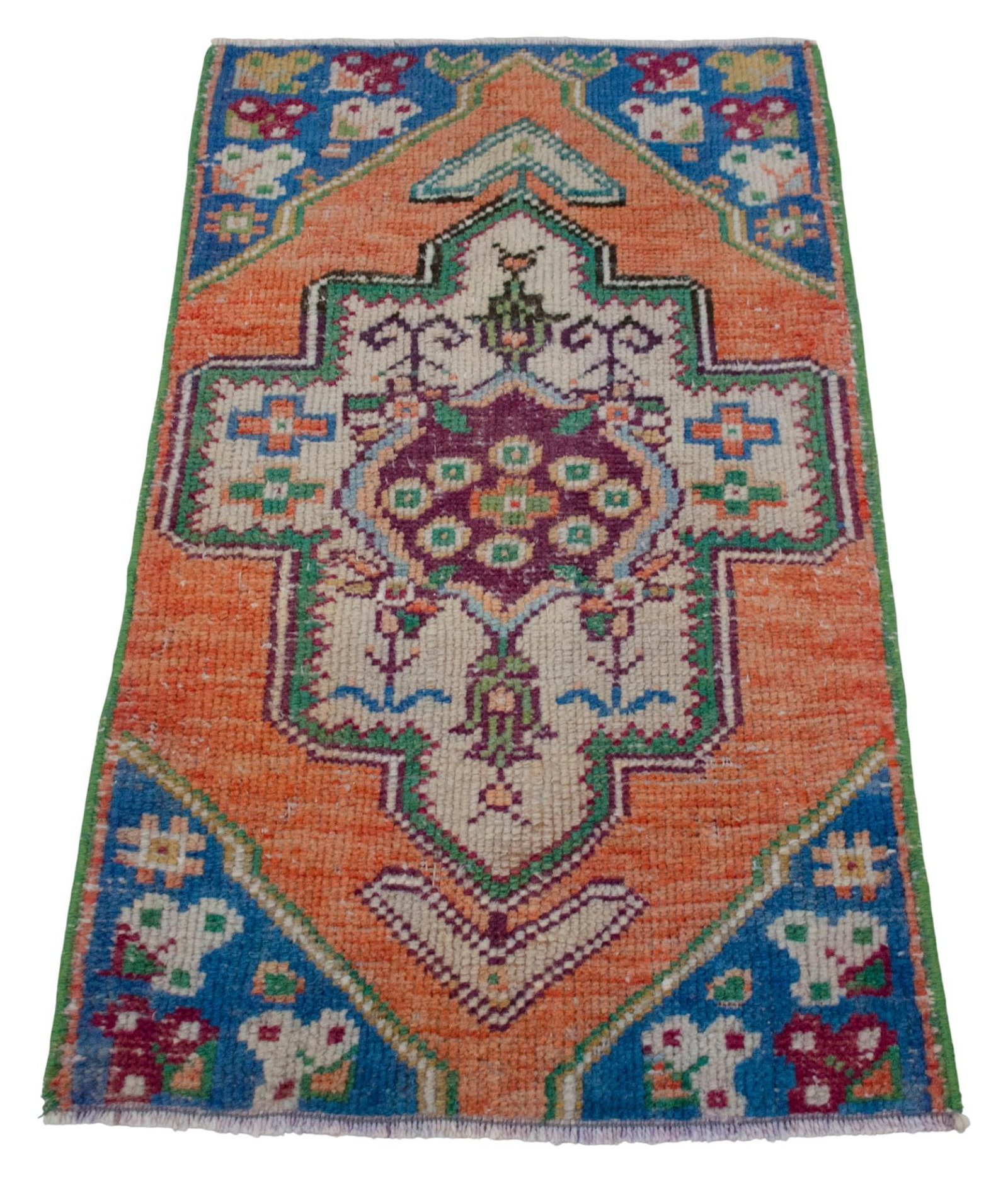 1970s Hand Knotted Small Oushak Rug Mini Rug Mat Entry Decor Bath Mat - 1'7" X 2'9" - 5