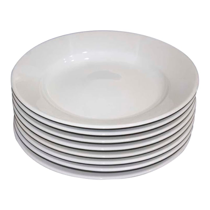 Apilco Classic Whiteware Porcelain Salad Plates Made in France - Set of 8: Set of 8 Classic Whiteware porcelain rimmed salad plates, made in France Excellent Condition 8 1/2" diameter, 1 1/4 lb each There are other matching pieces in my shop including dinner plates