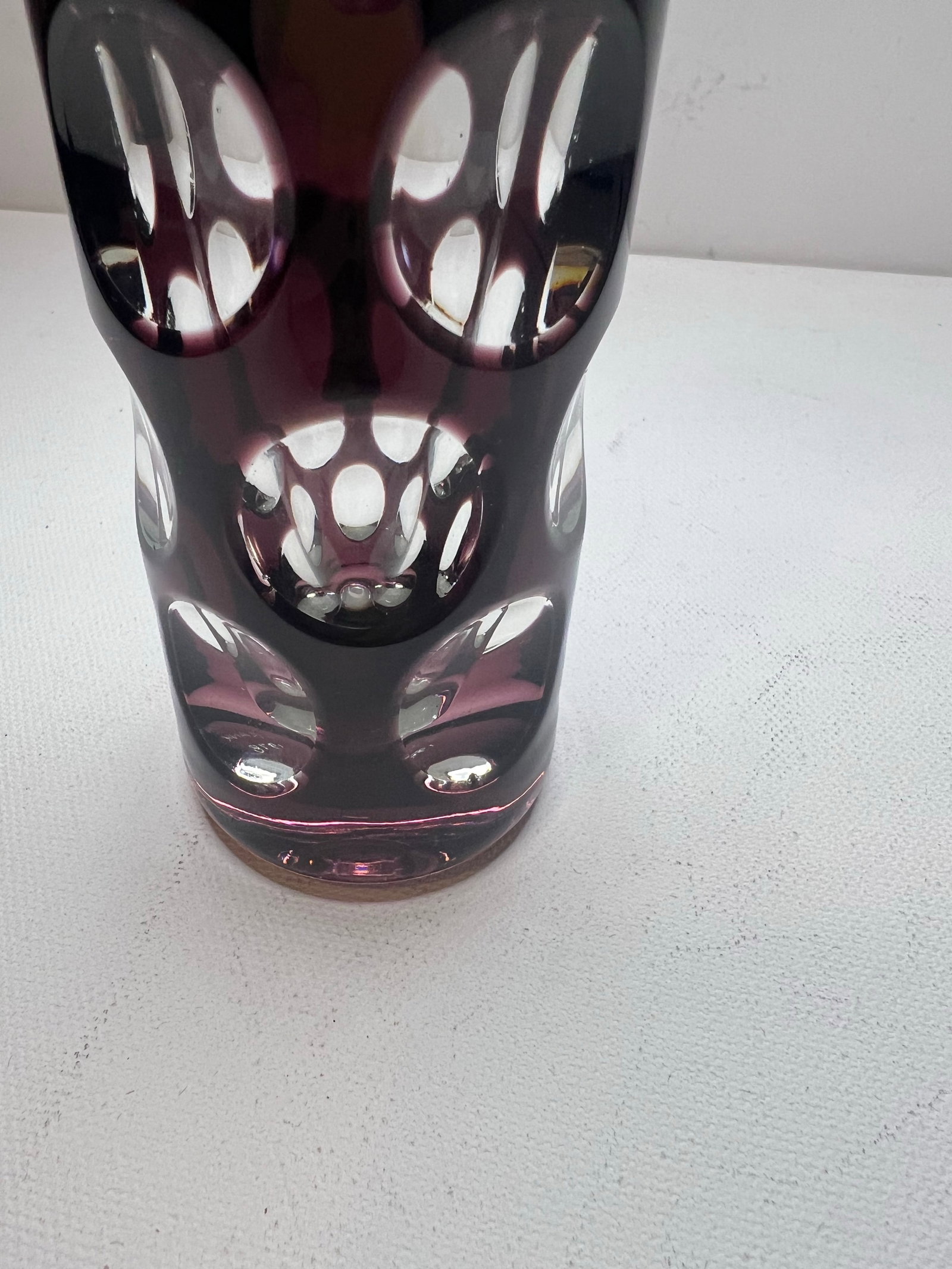 Vintage Nachtmann Bleikristall Amethyst Cut to Clear Glass Vase Bamberg West Germany - 10