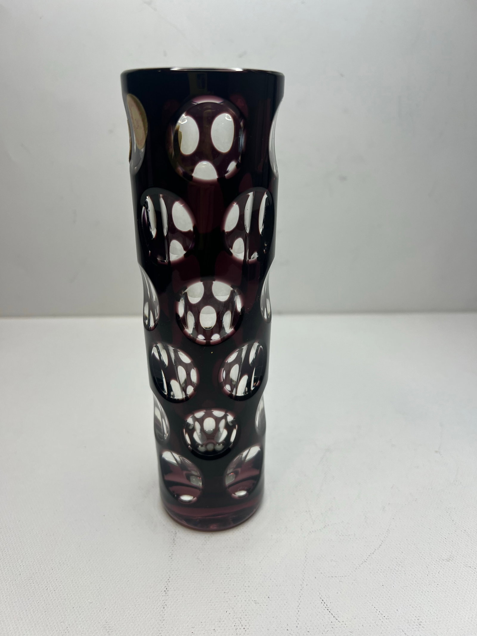 Vintage Nachtmann Bleikristall Amethyst Cut to Clear Glass Vase Bamberg West Germany - 3