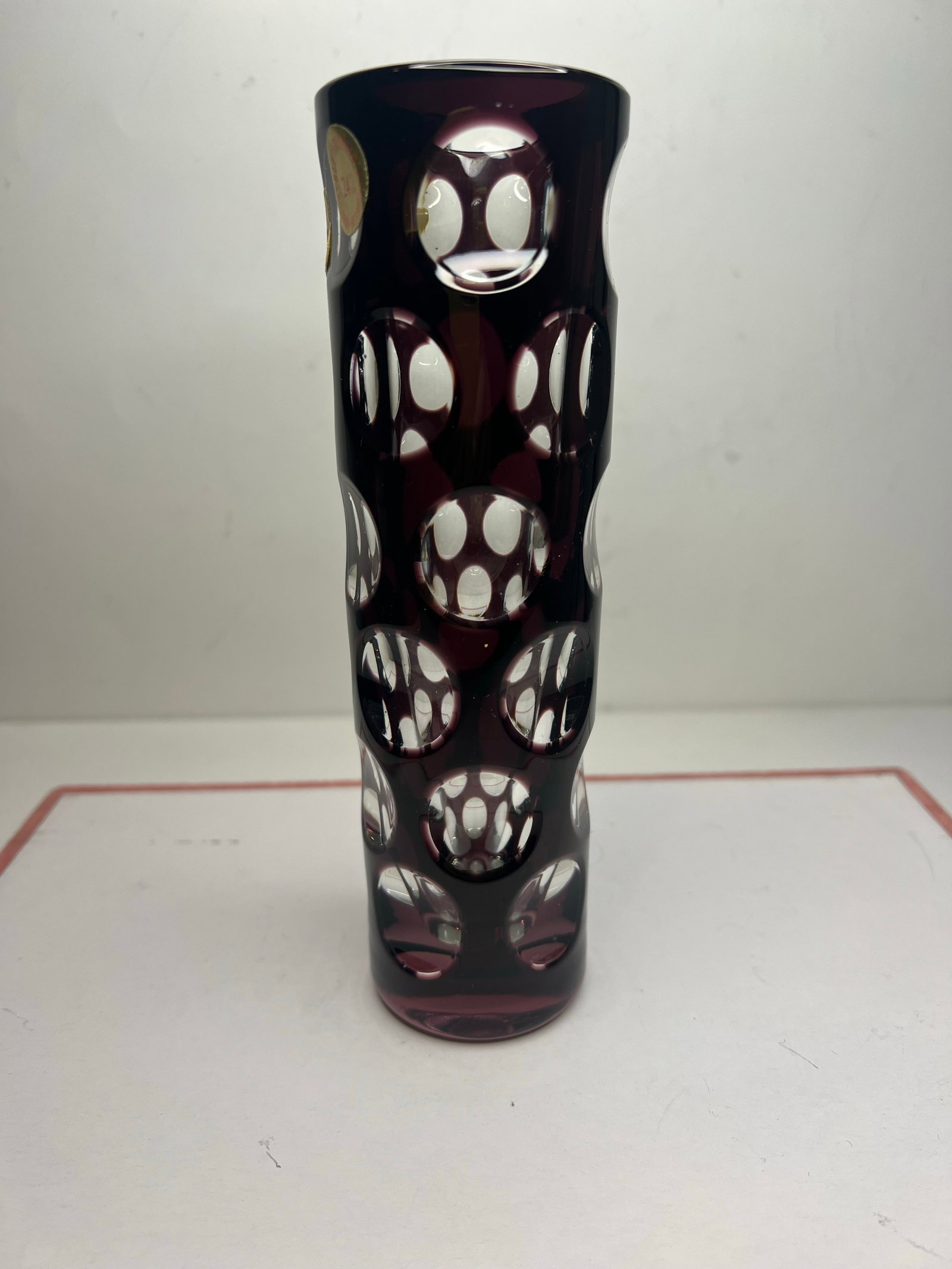 Vintage Nachtmann Bleikristall Amethyst Cut to Clear Glass Vase Bamberg West Germany - 5