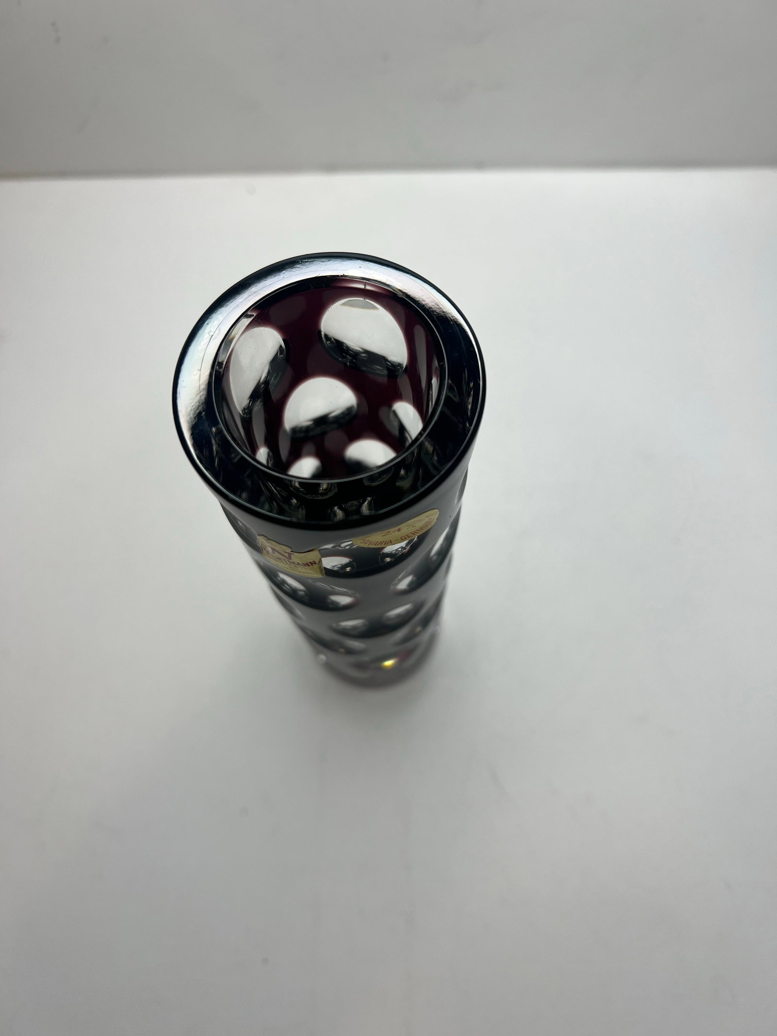Vintage Nachtmann Bleikristall Amethyst Cut to Clear Glass Vase Bamberg West Germany - 6