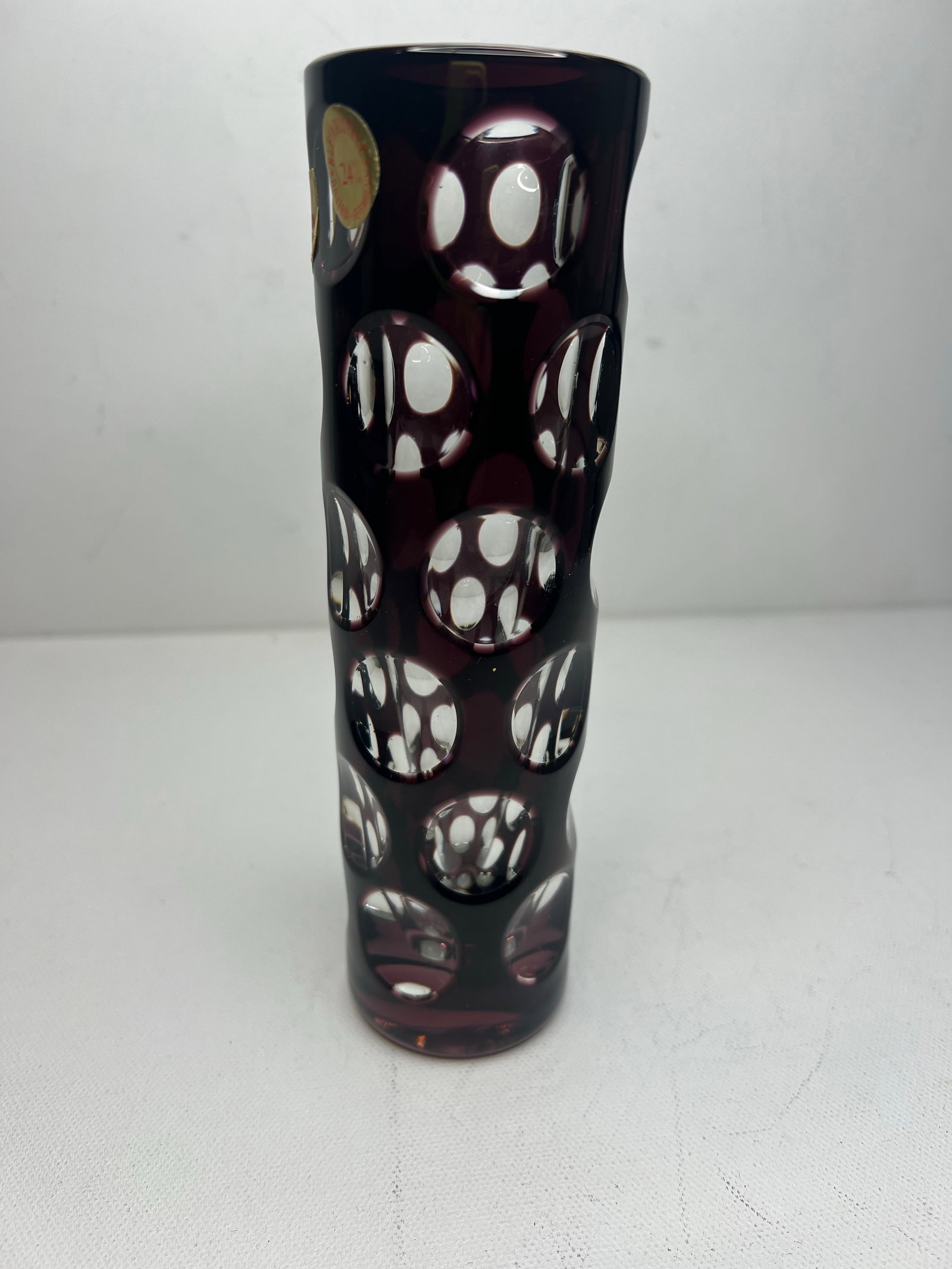 Vintage Nachtmann Bleikristall Amethyst Cut to Clear Glass Vase Bamberg West Germany - 7