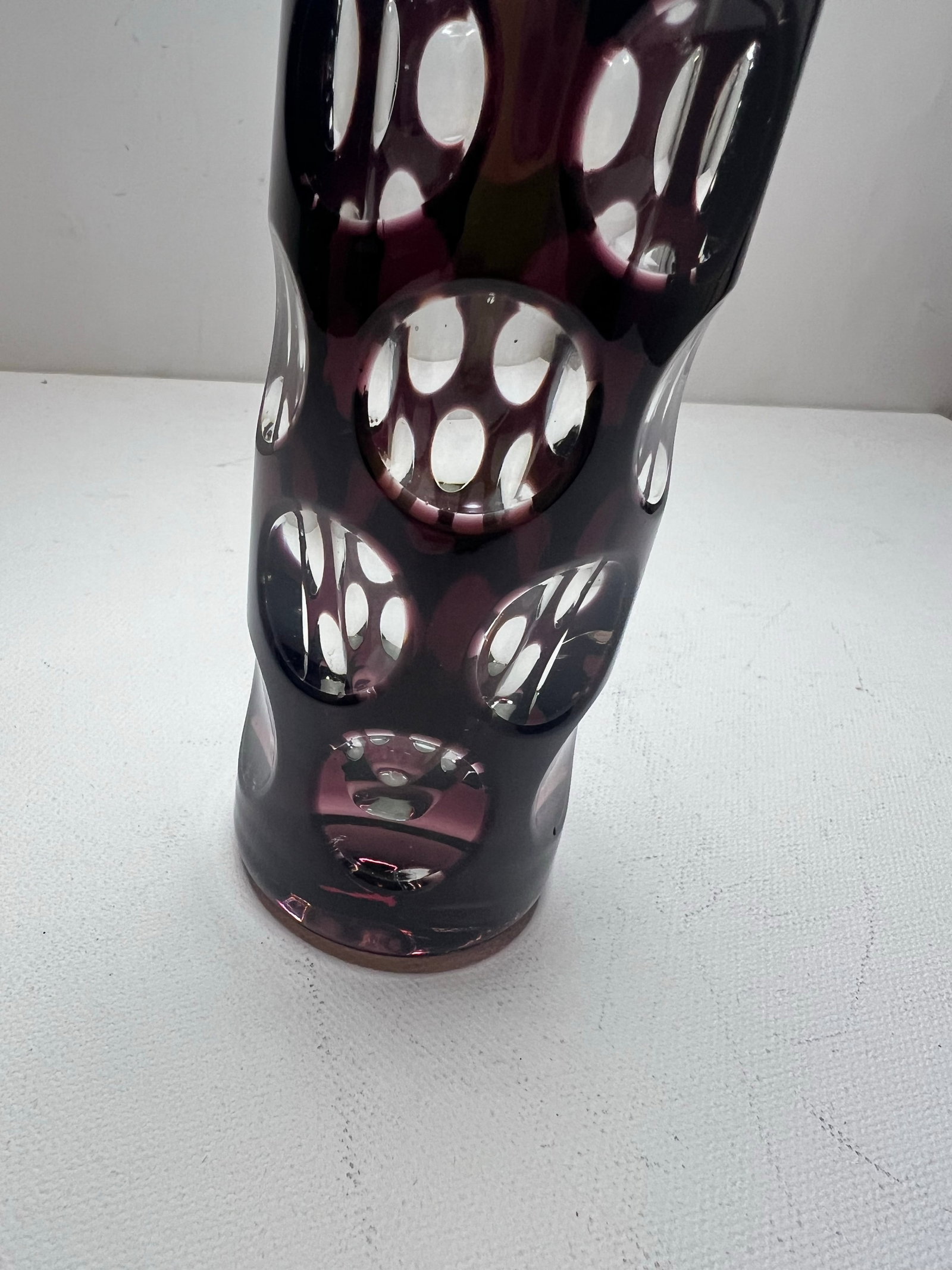 Vintage Nachtmann Bleikristall Amethyst Cut to Clear Glass Vase Bamberg West Germany - 8