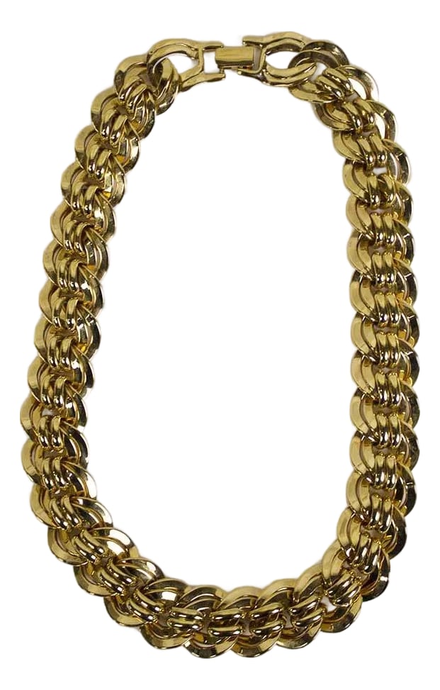Vintage Napier Runway Couture Necklace Pat # Chunky Gold Tone Wide Links (1 of 4)