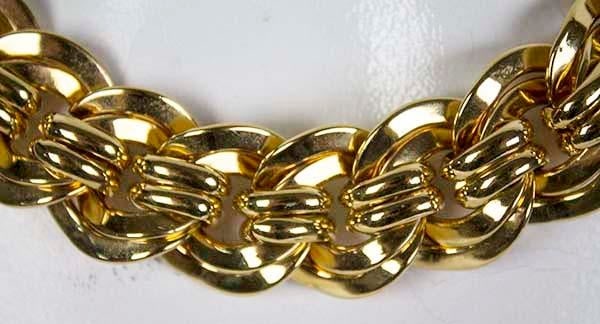 Vintage Napier Runway Couture Necklace Pat # Chunky Gold Tone Wide Links - 2