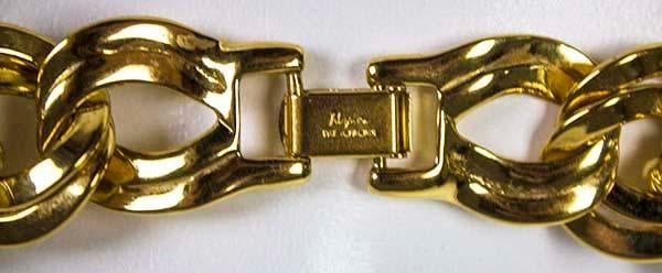 Vintage Napier Runway Couture Necklace Pat # Chunky Gold Tone Wide Links - 3