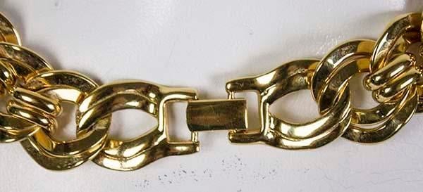 Vintage Napier Runway Couture Necklace Pat # Chunky Gold Tone Wide Links - 4