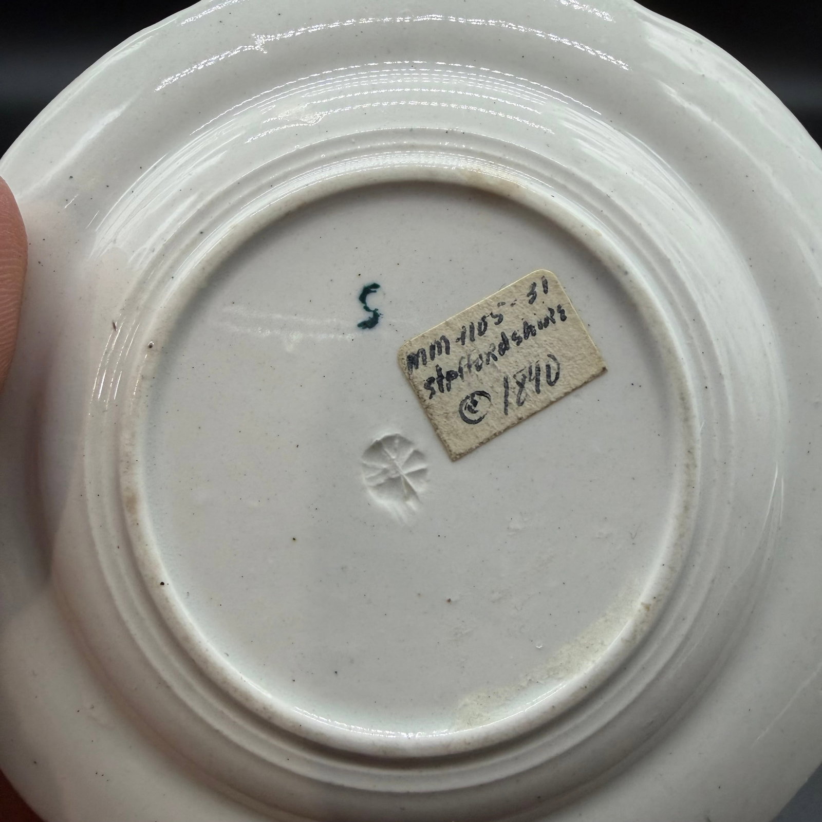 A Very Nice Rare Antique Staffordshire Teal Coloured Transferware Decorated Cup Plate, Circa 1830's - 7