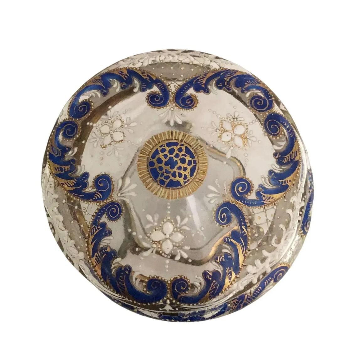 Antique French Glass and Enamel Dresser Box - 2