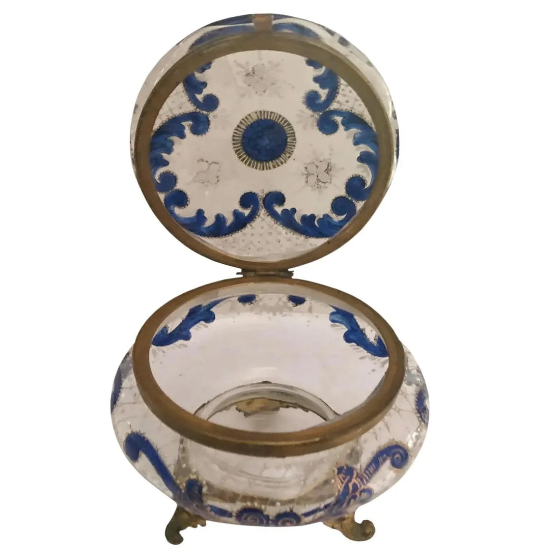 Antique French Glass and Enamel Dresser Box - 3