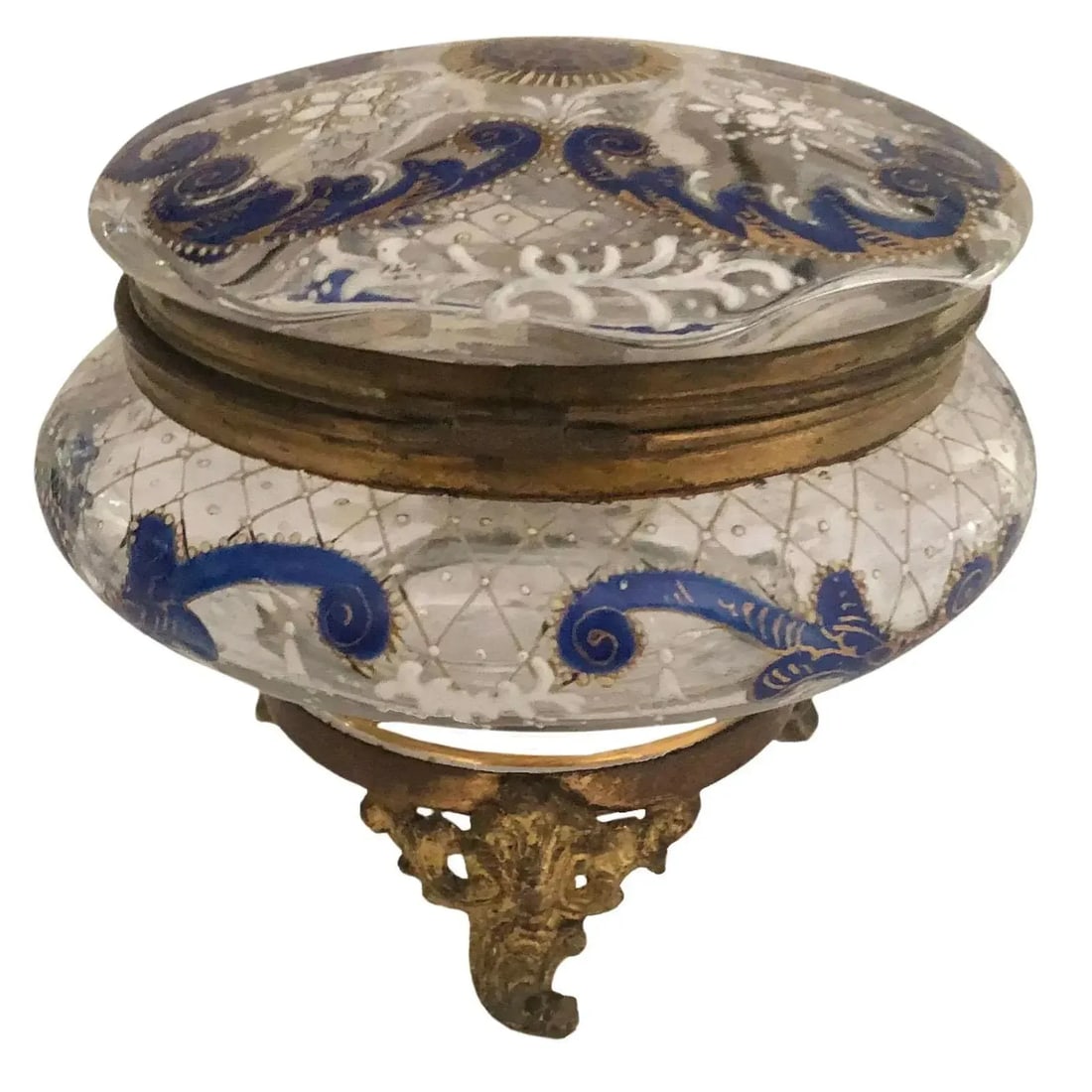 Antique French Glass and Enamel Dresser Box - 4