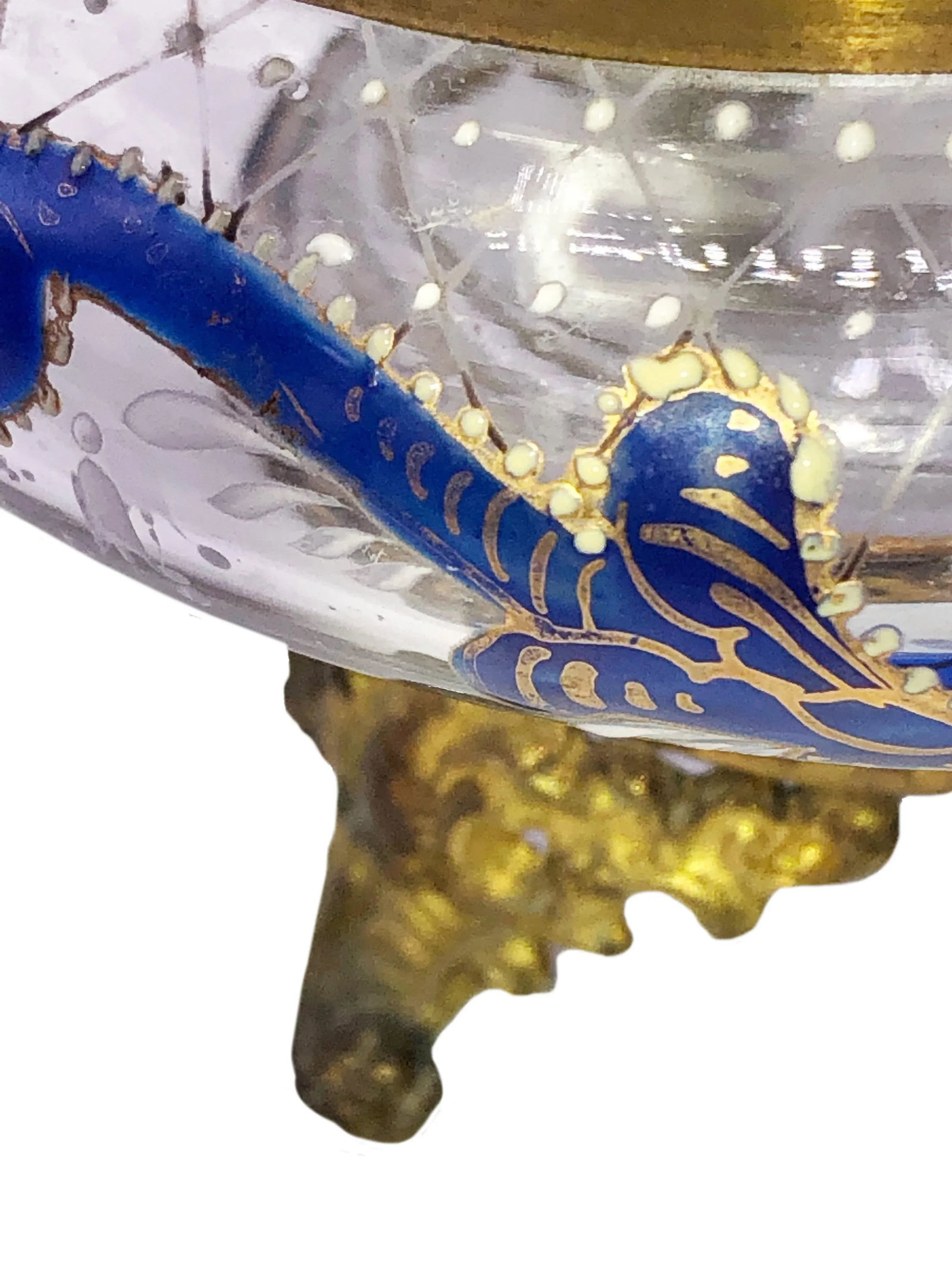 Antique French Glass and Enamel Dresser Box - 6