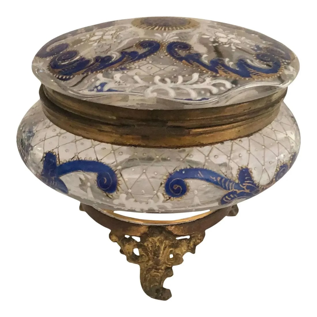Antique French Glass and Enamel Dresser Box - 7