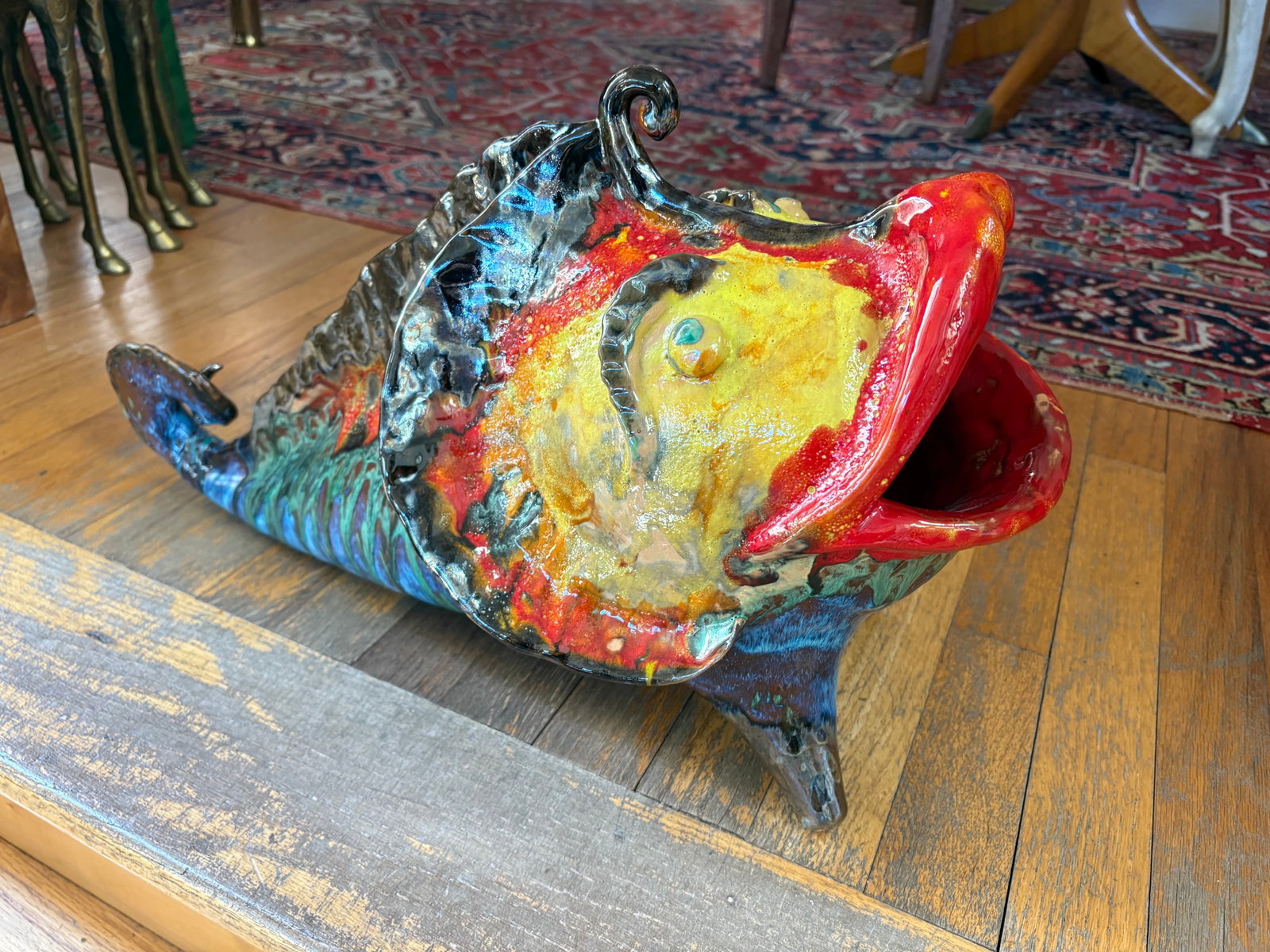 1950s Italian Glazed Terracotta Fish Sculpture - 15